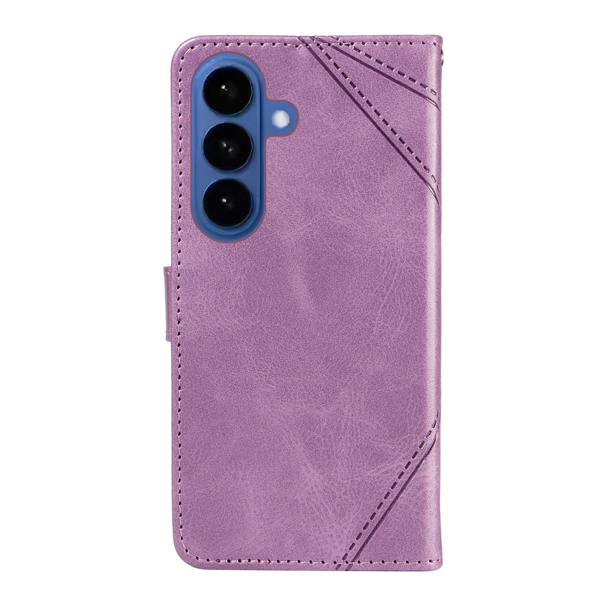 For-Samsung-Galaxy-S26-/-S26-Pro-Leather-Case-Geometric-Line-Design-Wallet-Phone-Cover-with-Wrist-Strap-Purple