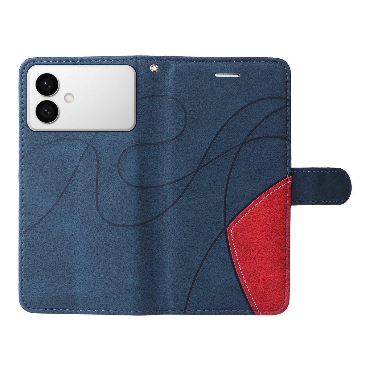 For-Samsung-Galaxy-S26-Edge-Leather-Phone-Case-Stand-Wallet-with-Bi-colour-Splicing-Design-Blue