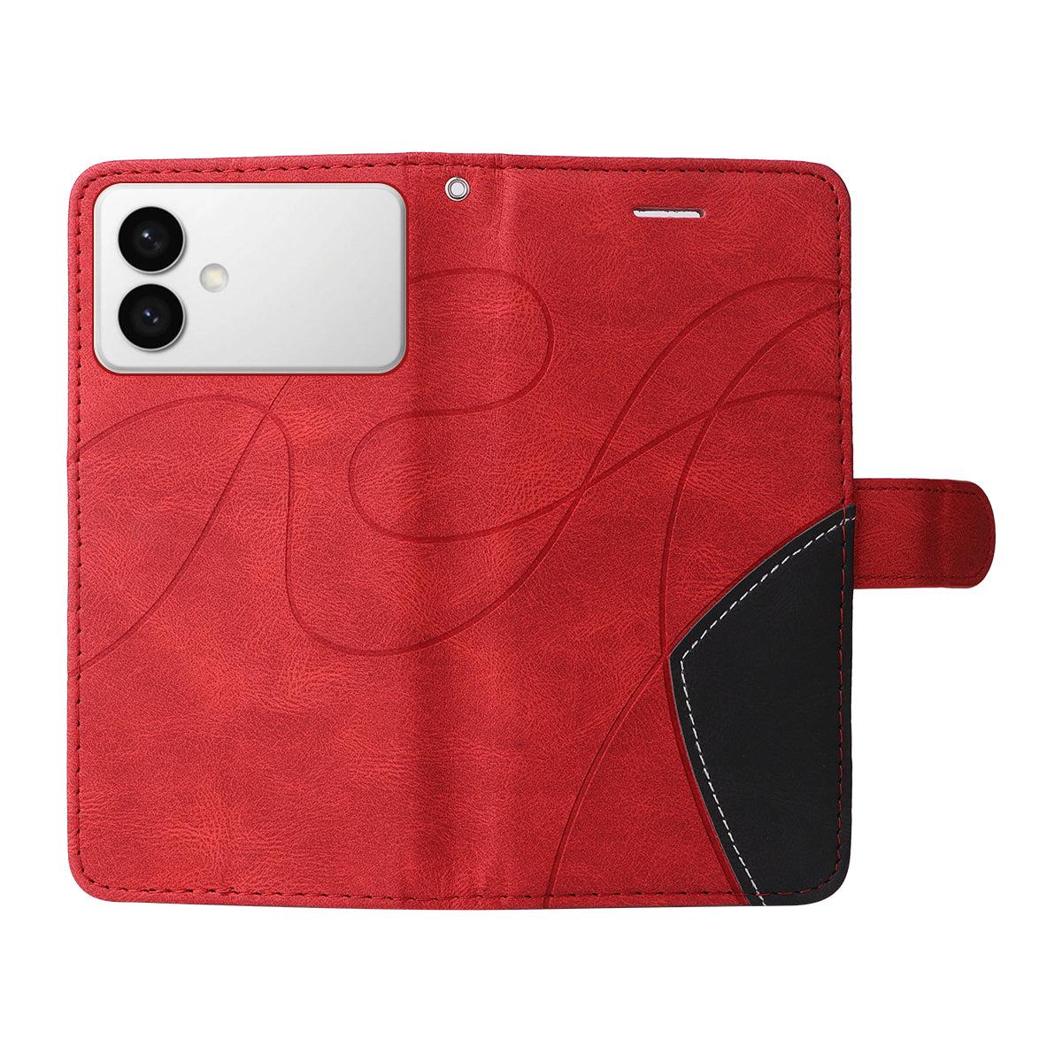 For-Samsung-Galaxy-S26-Edge-Leather-Phone-Case-Stand-Wallet-with-Bi-colour-Splicing-Design-Red