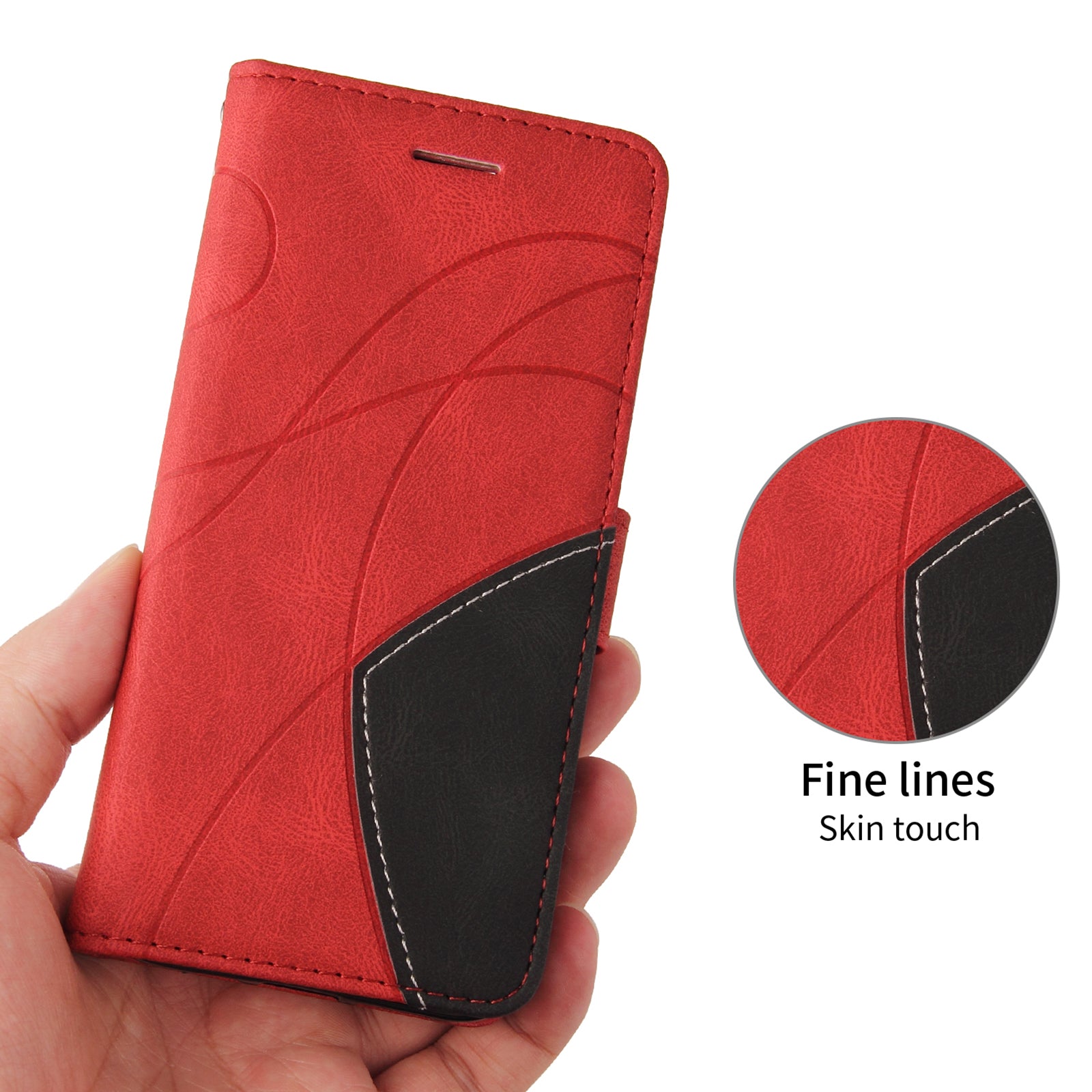 For-Samsung-Galaxy-S26-Edge-Leather-Phone-Case-Stand-Wallet-with-Bi-colour-Splicing-Design-Red