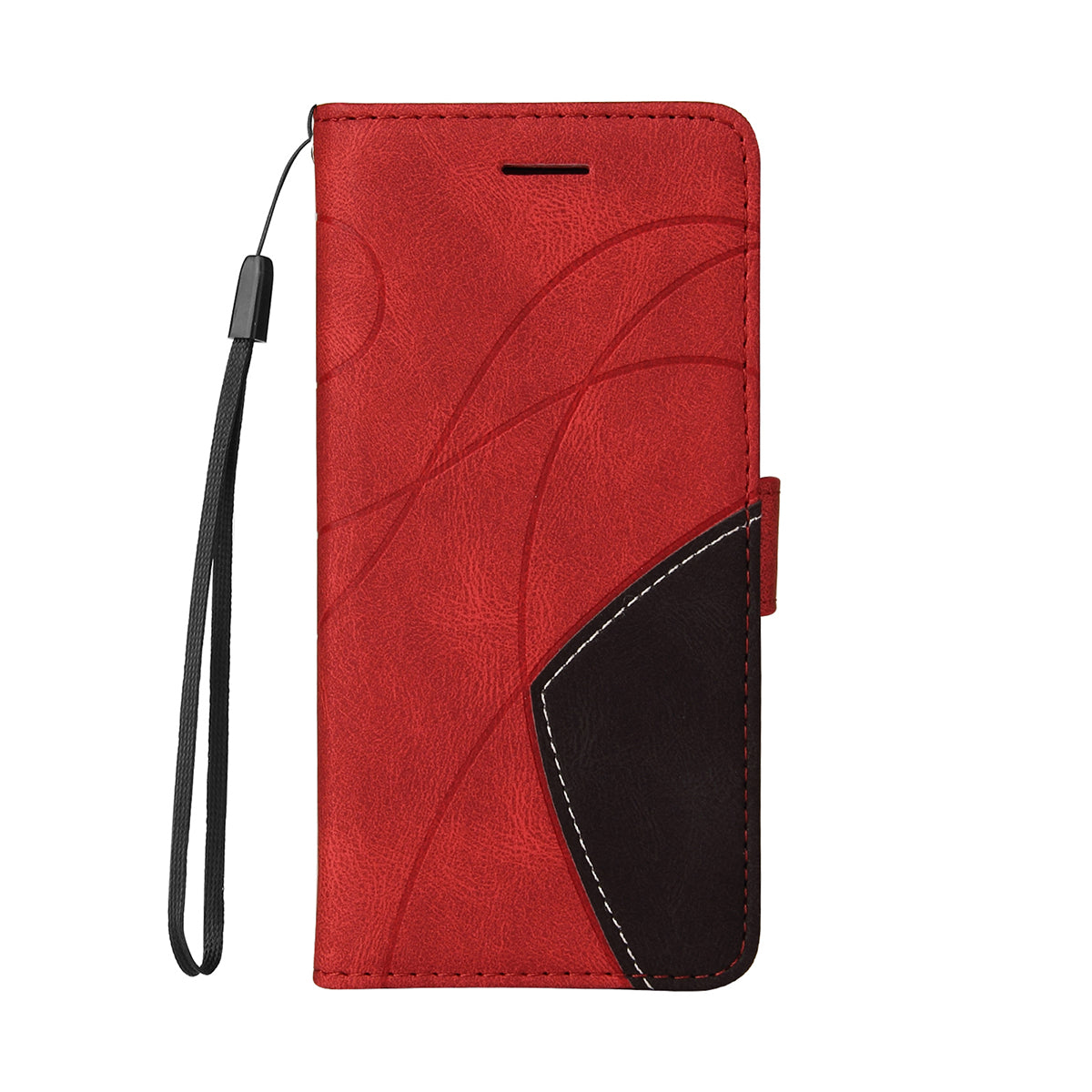 For-Samsung-Galaxy-S26-Edge-Leather-Phone-Case-Stand-Wallet-with-Bi-colour-Splicing-Design-Red