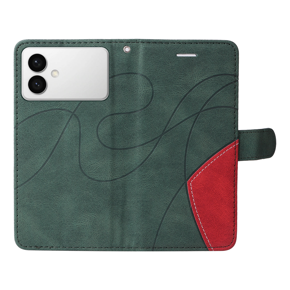 For-Samsung-Galaxy-S26-Edge-Leather-Phone-Case-Stand-Wallet-with-Bi-colour-Splicing-Design-Green