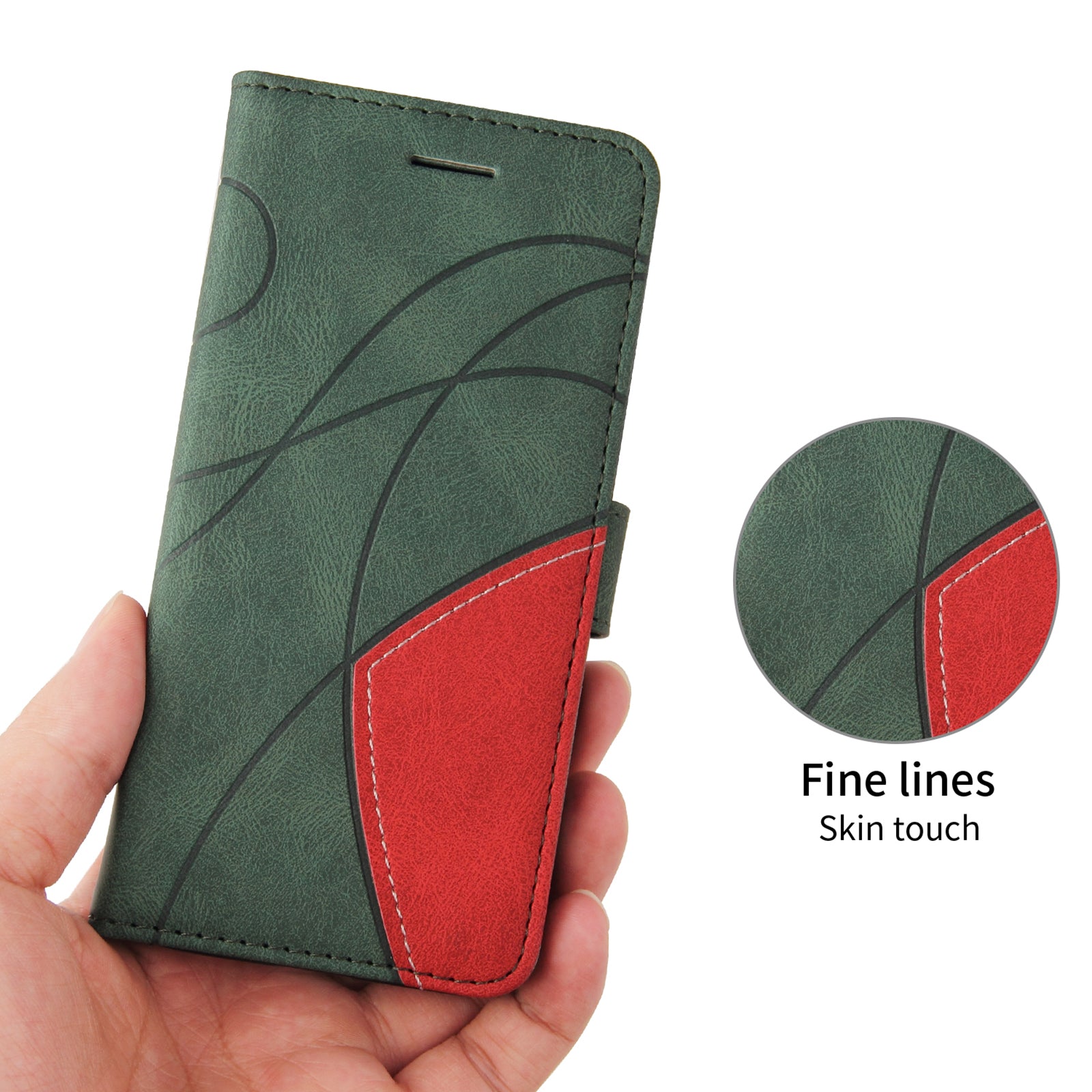 For-Samsung-Galaxy-S26-Edge-Leather-Phone-Case-Stand-Wallet-with-Bi-colour-Splicing-Design-Green