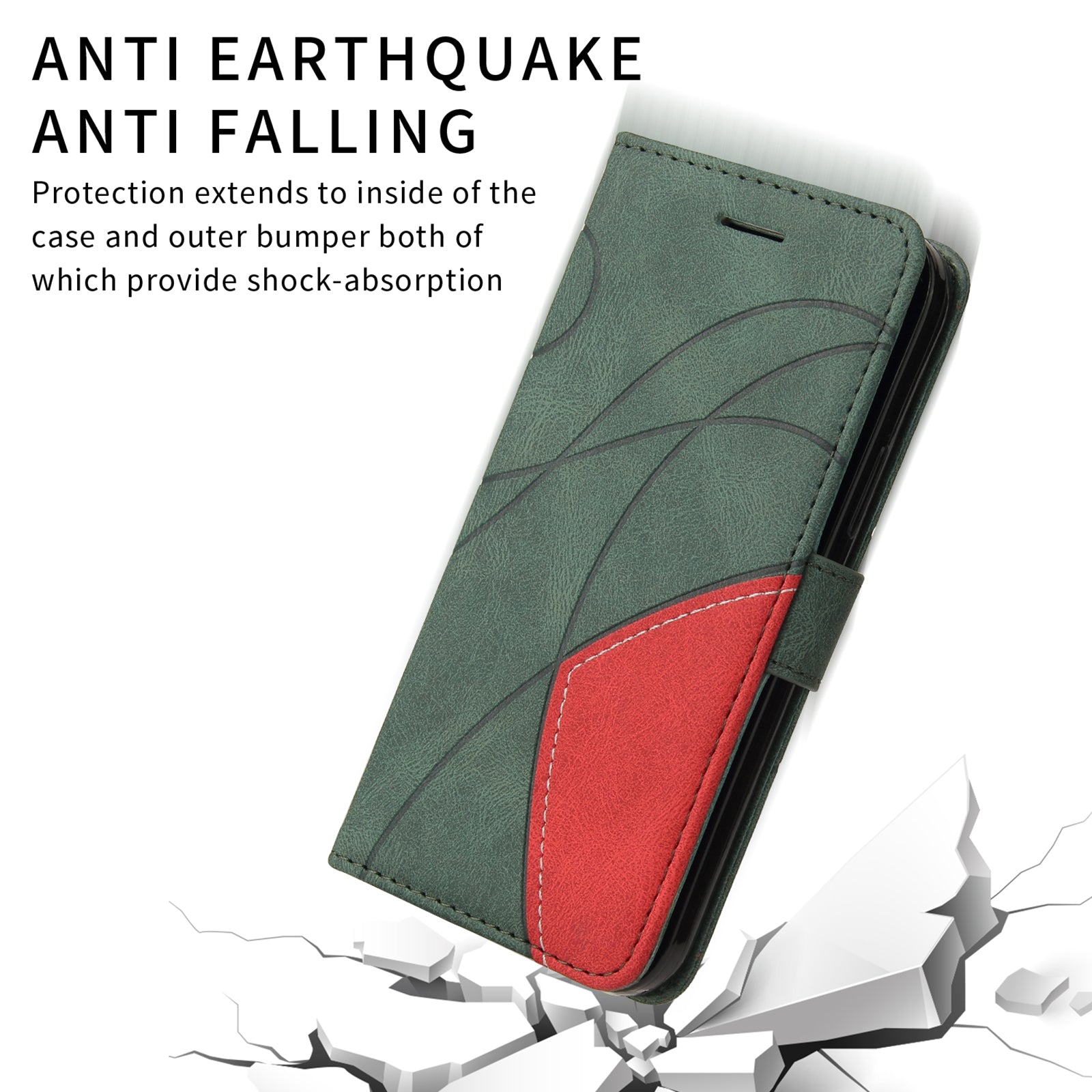 For-Samsung-Galaxy-S26-Edge-Leather-Phone-Case-Stand-Wallet-with-Bi-colour-Splicing-Design-Green