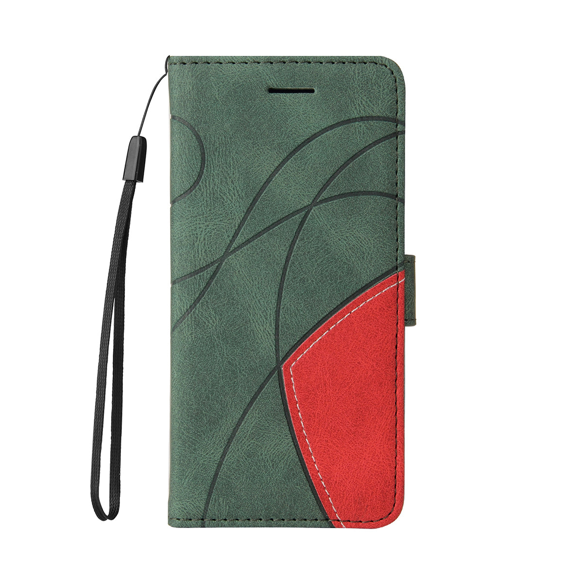 For-Samsung-Galaxy-S26-Edge-Leather-Phone-Case-Stand-Wallet-with-Bi-colour-Splicing-Design-Green