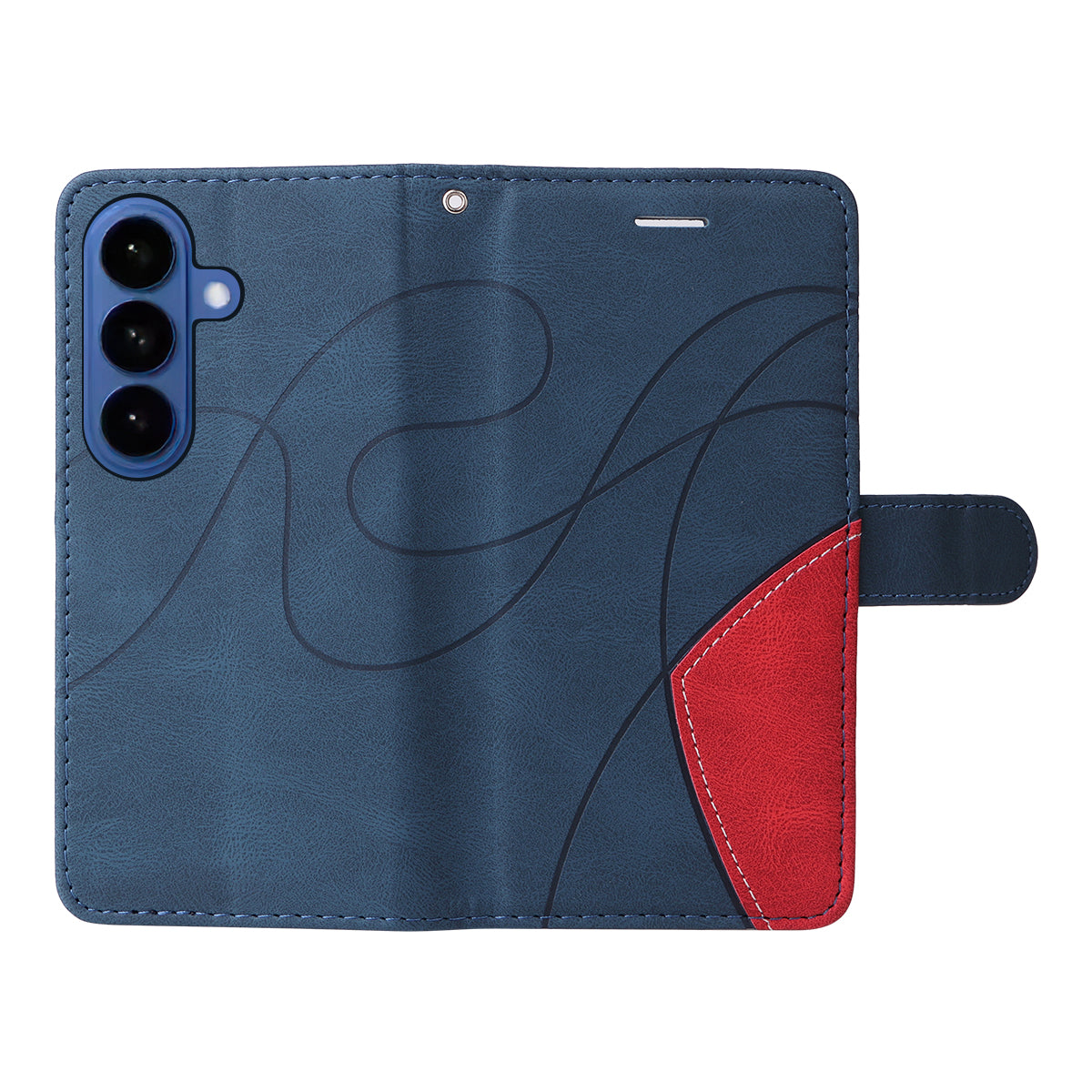 For-Samsung-Galaxy-S26-/-S26-Pro-Leather-Phone-Case-Stand-Wallet-with-Bi-colour-Splicing-Design-Blue
