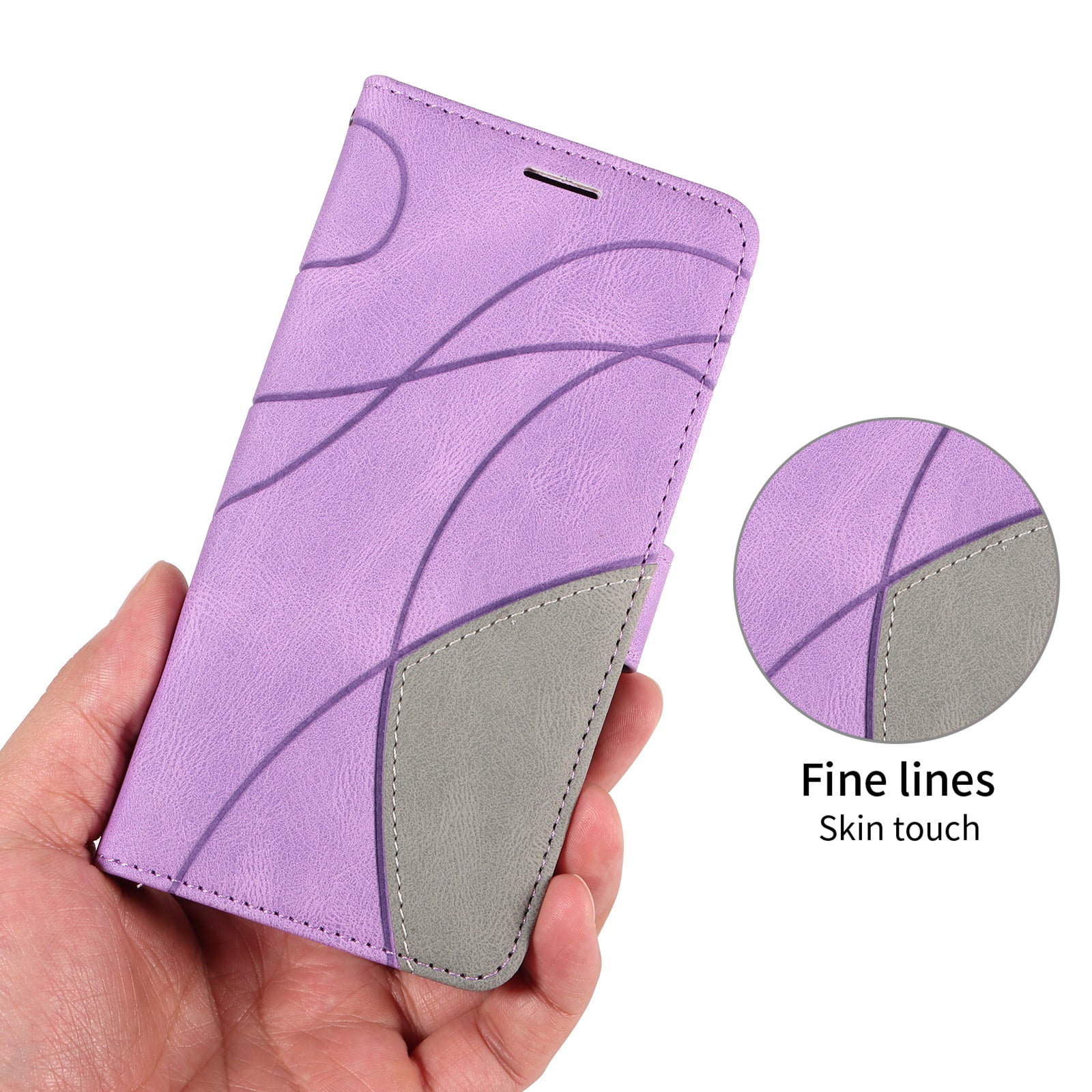 For-Samsung-Galaxy-S26-/-S26-Pro-Leather-Phone-Case-Stand-Wallet-with-Bi-colour-Splicing-Design-Purple