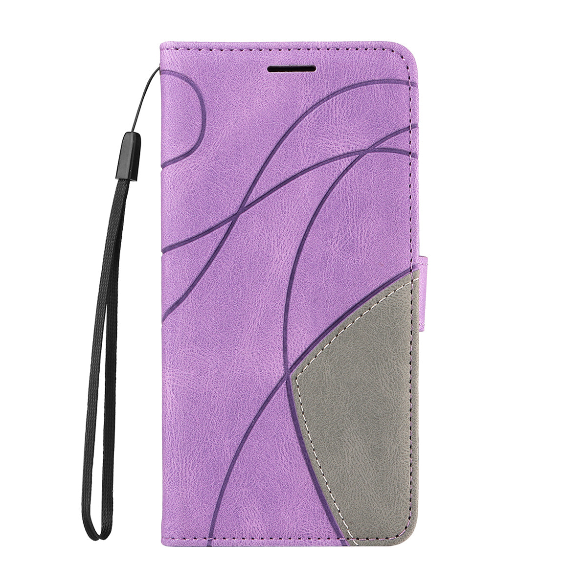 For-Samsung-Galaxy-S26-/-S26-Pro-Leather-Phone-Case-Stand-Wallet-with-Bi-colour-Splicing-Design-Purple