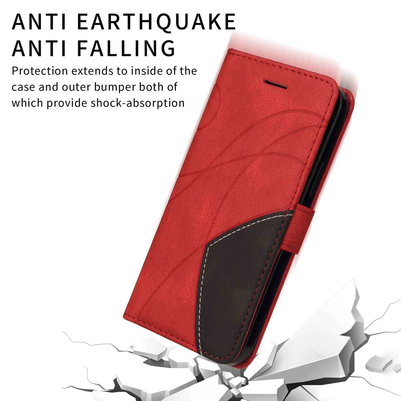 For-Samsung-Galaxy-S26-/-S26-Pro-Leather-Phone-Case-Stand-Wallet-with-Bi-colour-Splicing-Design-Red