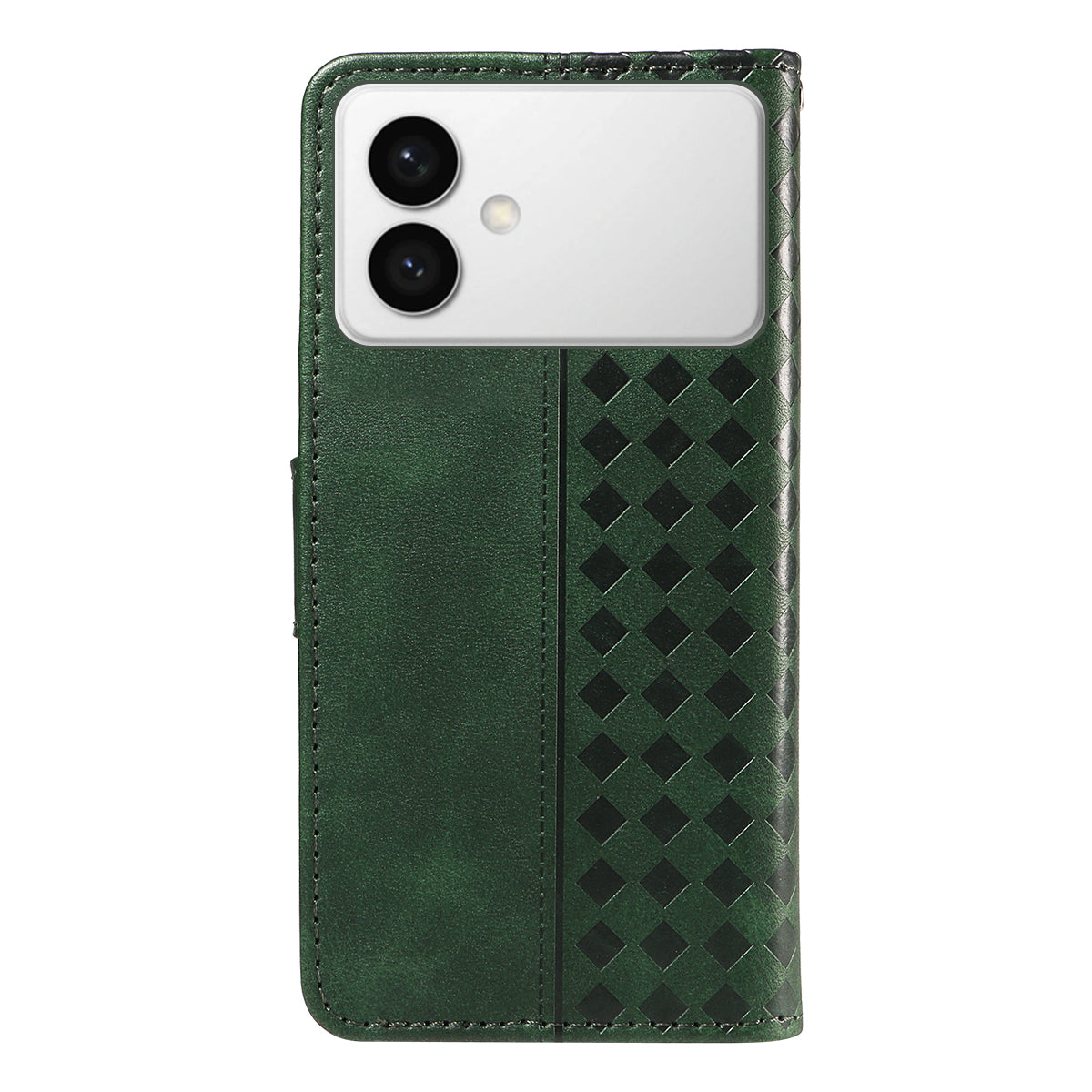 For-Samsung-Galaxy-S26-Edge-Leather-Case-Wallet-Stand-Grids-Imprinted-Phone-Cover-with-Strap-Green