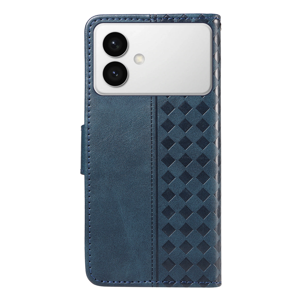 For-Samsung-Galaxy-S26-Edge-Leather-Case-Wallet-Stand-Grids-Imprinted-Phone-Cover-with-Strap-Blue