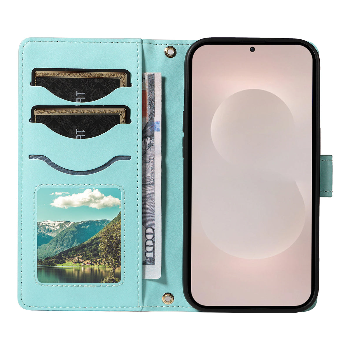 For-Samsung-Galaxy-S26-Edge-Wallet-Case-Rhombus-Leather-Phone-Cover-with-Strap-Green