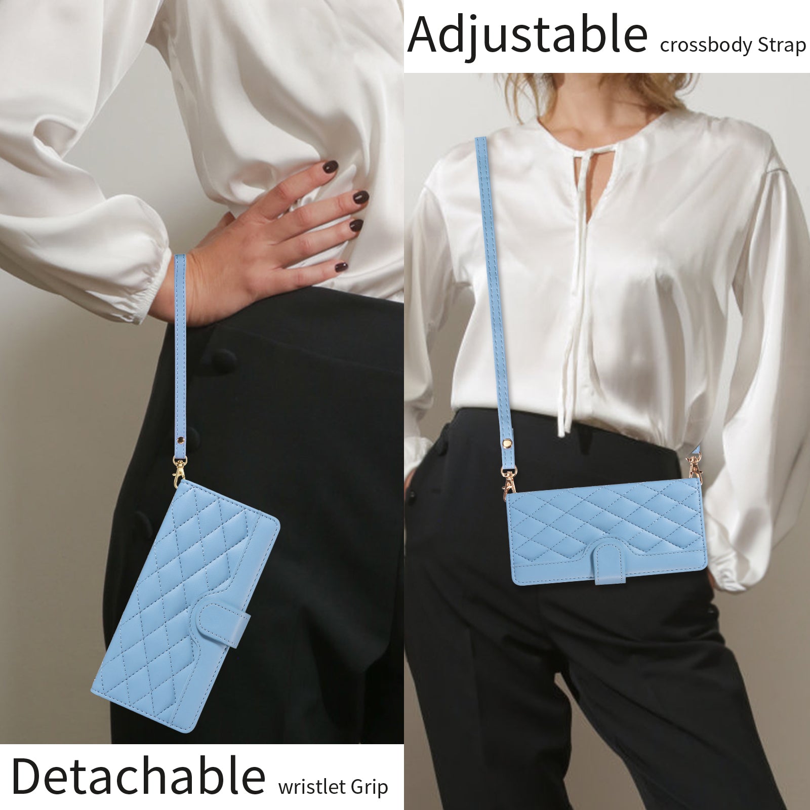 For-Samsung-Galaxy-S26-Edge-Wallet-Case-Rhombus-Leather-Phone-Cover-with-Strap-Blue