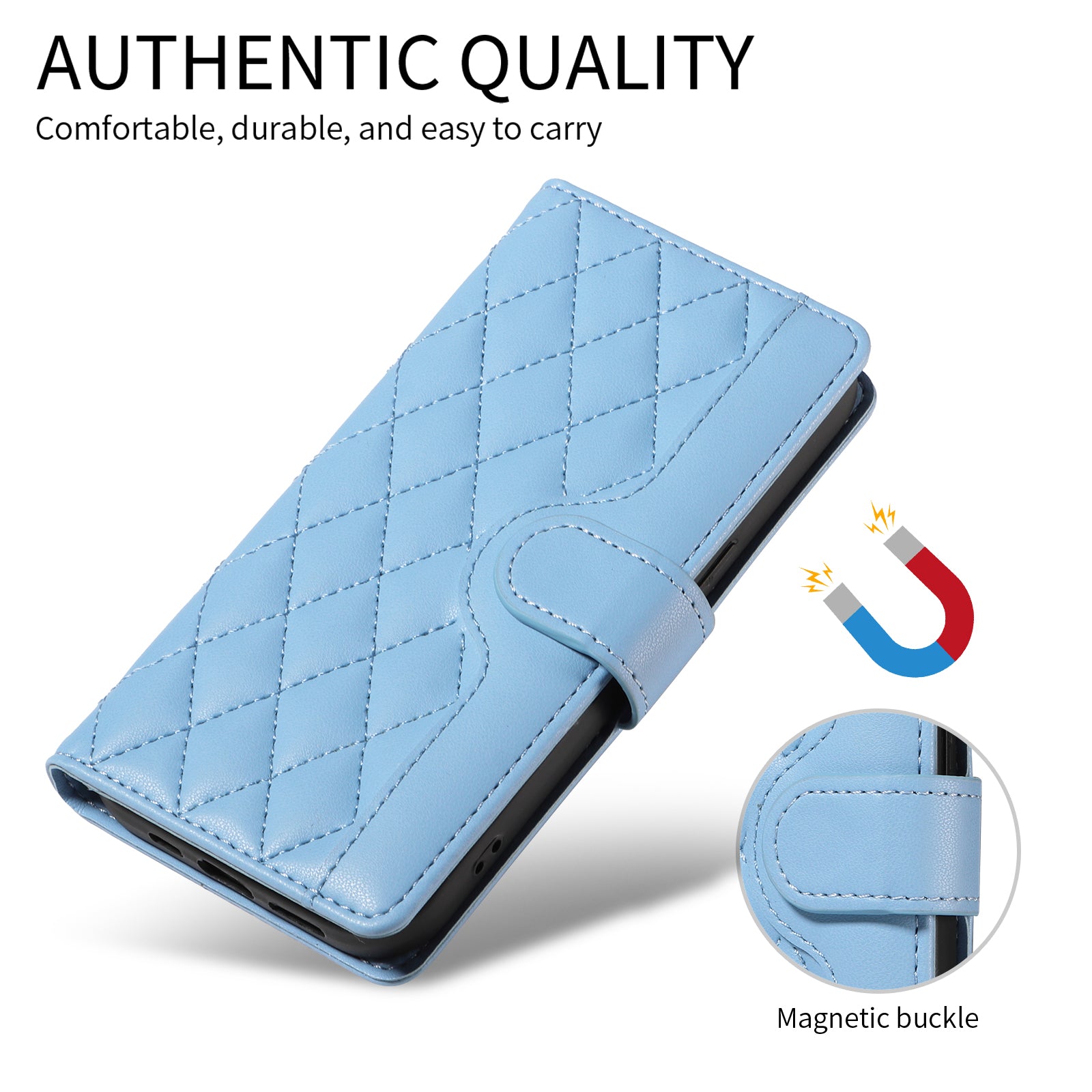 For-Samsung-Galaxy-S26-Edge-Wallet-Case-Rhombus-Leather-Phone-Cover-with-Strap-Blue