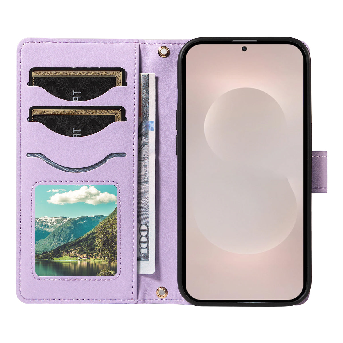 For-Samsung-Galaxy-S26-Edge-Wallet-Case-Rhombus-Leather-Phone-Cover-with-Strap-Light-Purple