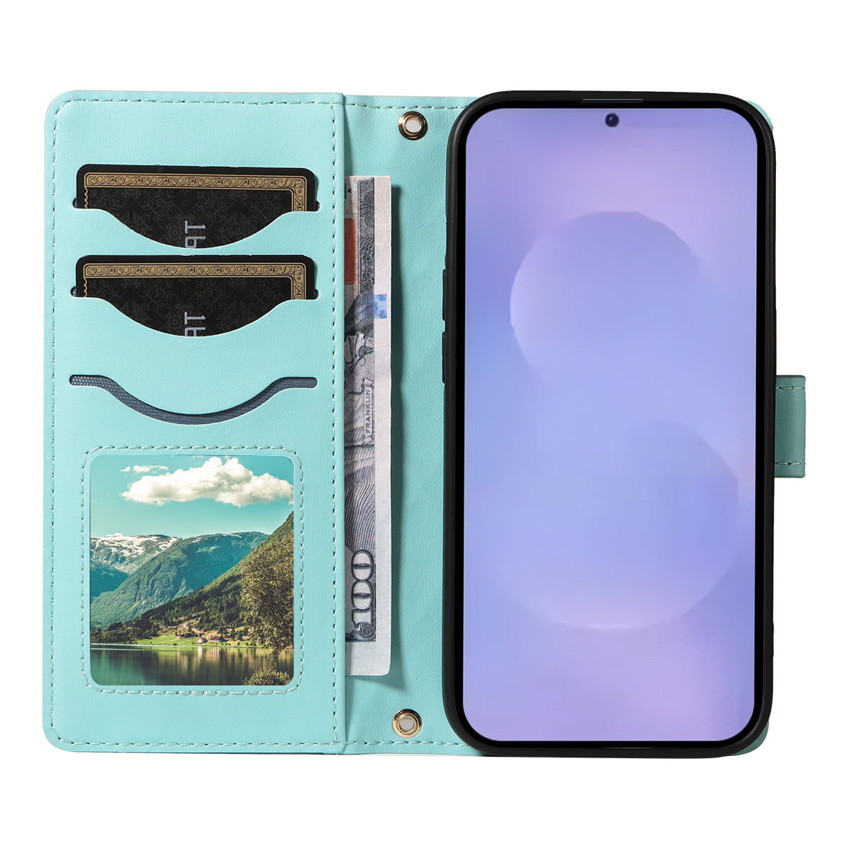 For-Samsung-Galaxy-S26-/-S26-Pro-Wallet-Case-Rhombus-Leather-Phone-Cover-with-Strap-Green