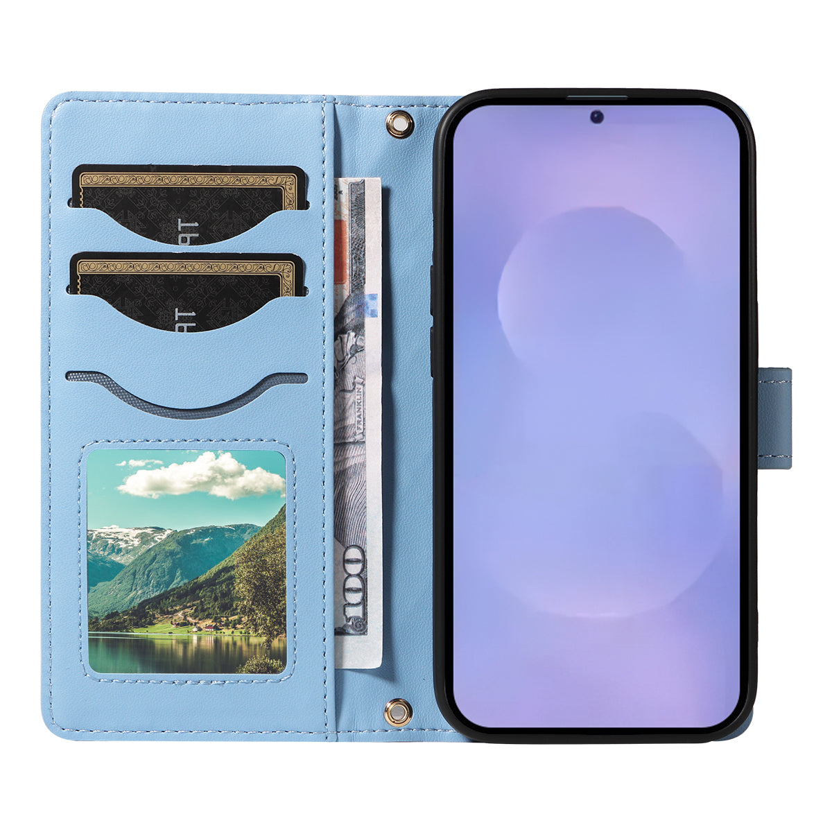 For-Samsung-Galaxy-S26-/-S26-Pro-Wallet-Case-Rhombus-Leather-Phone-Cover-with-Strap-Blue