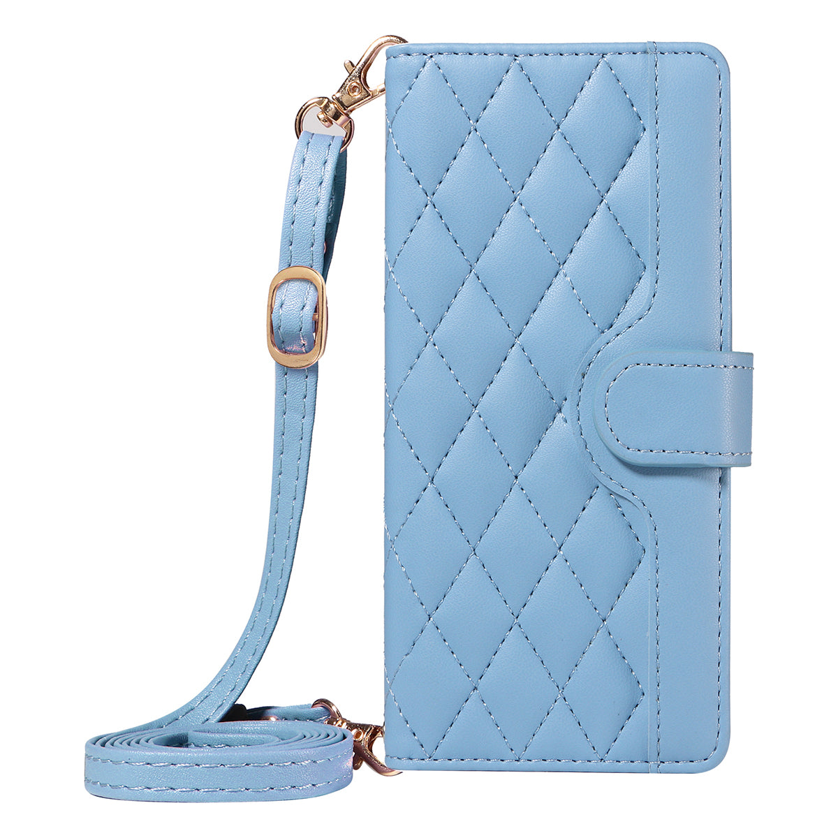 For-Samsung-Galaxy-S26-/-S26-Pro-Wallet-Case-Rhombus-Leather-Phone-Cover-with-Strap-Blue