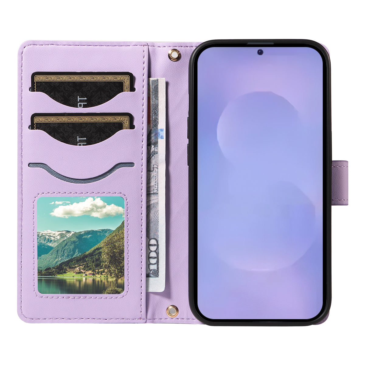 For-Samsung-Galaxy-S26-/-S26-Pro-Wallet-Case-Rhombus-Leather-Phone-Cover-with-Strap-Light-Purple