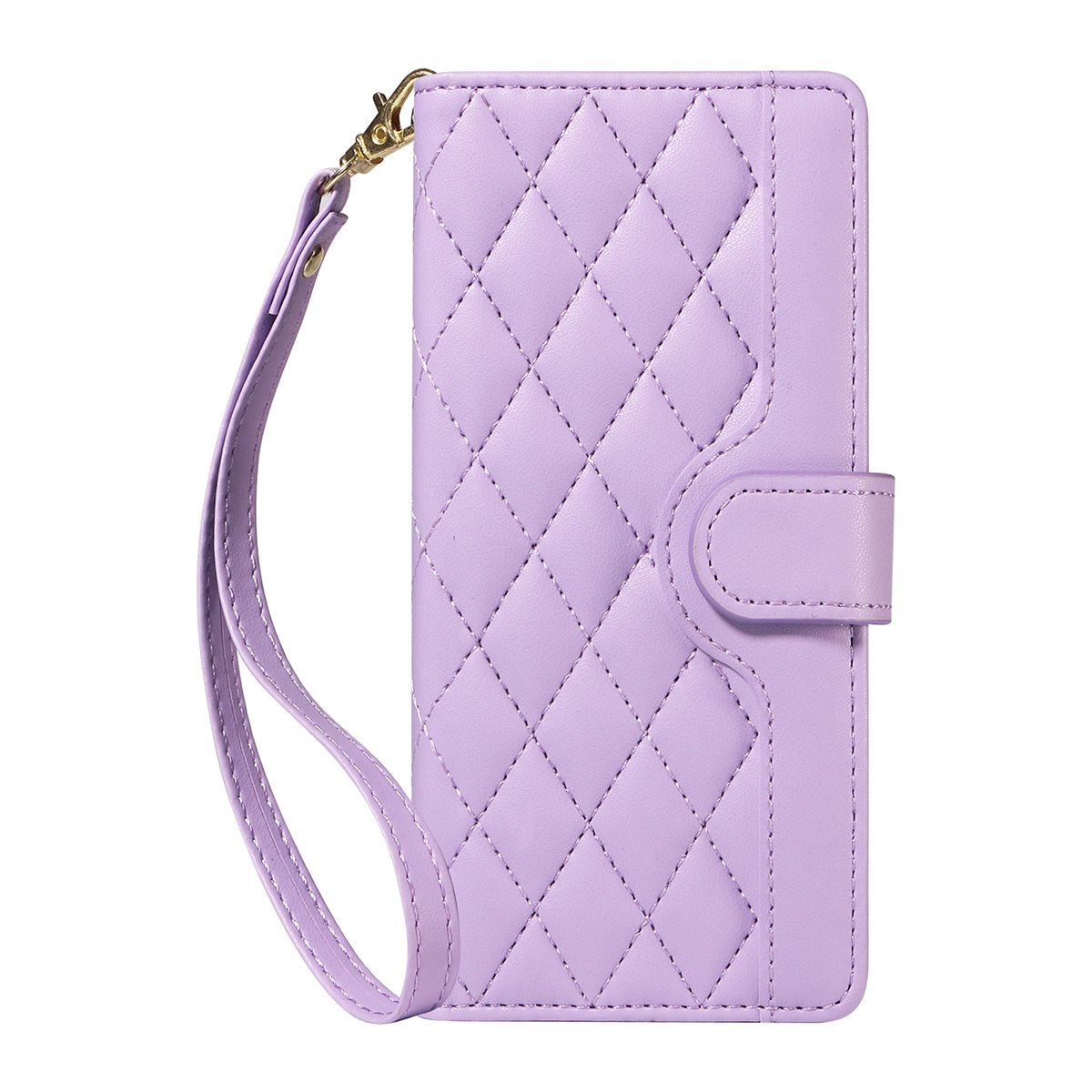 For-Samsung-Galaxy-S26-/-S26-Pro-Wallet-Case-Rhombus-Leather-Phone-Cover-with-Strap-Light-Purple