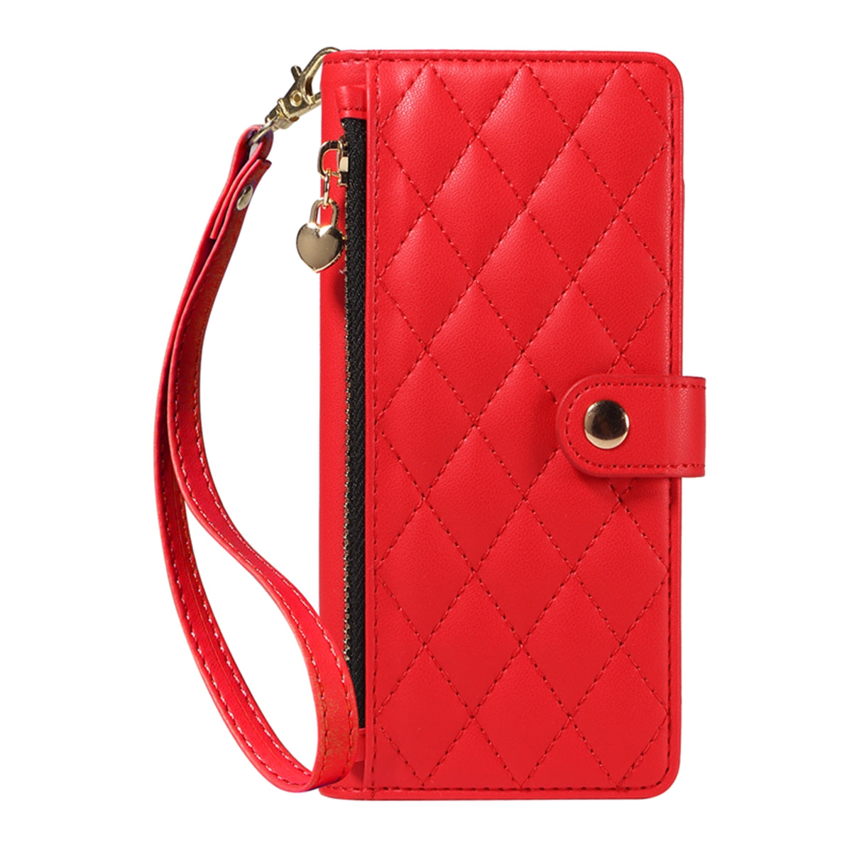 For-Samsung-Galaxy-S26-Ultra-Wallet-Case-with-Straps,-Rhombus-Leather-Stand-Phone-Cover-Red