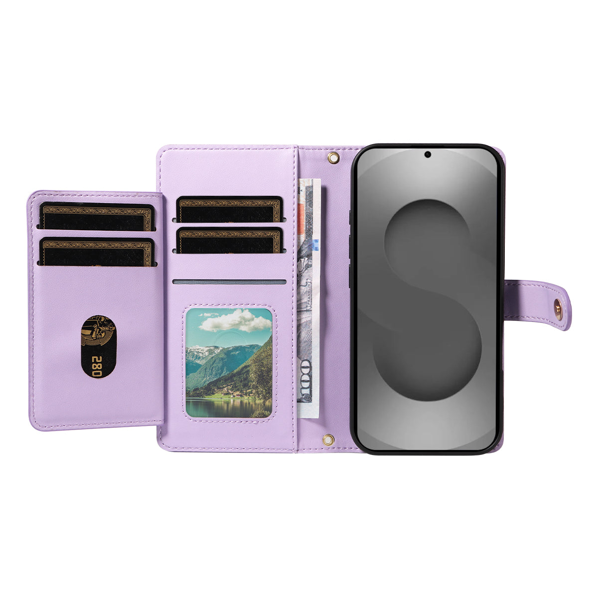 For-Samsung-Galaxy-S26-Ultra-Wallet-Case-with-Straps,-Rhombus-Leather-Stand-Phone-Cover-Purple