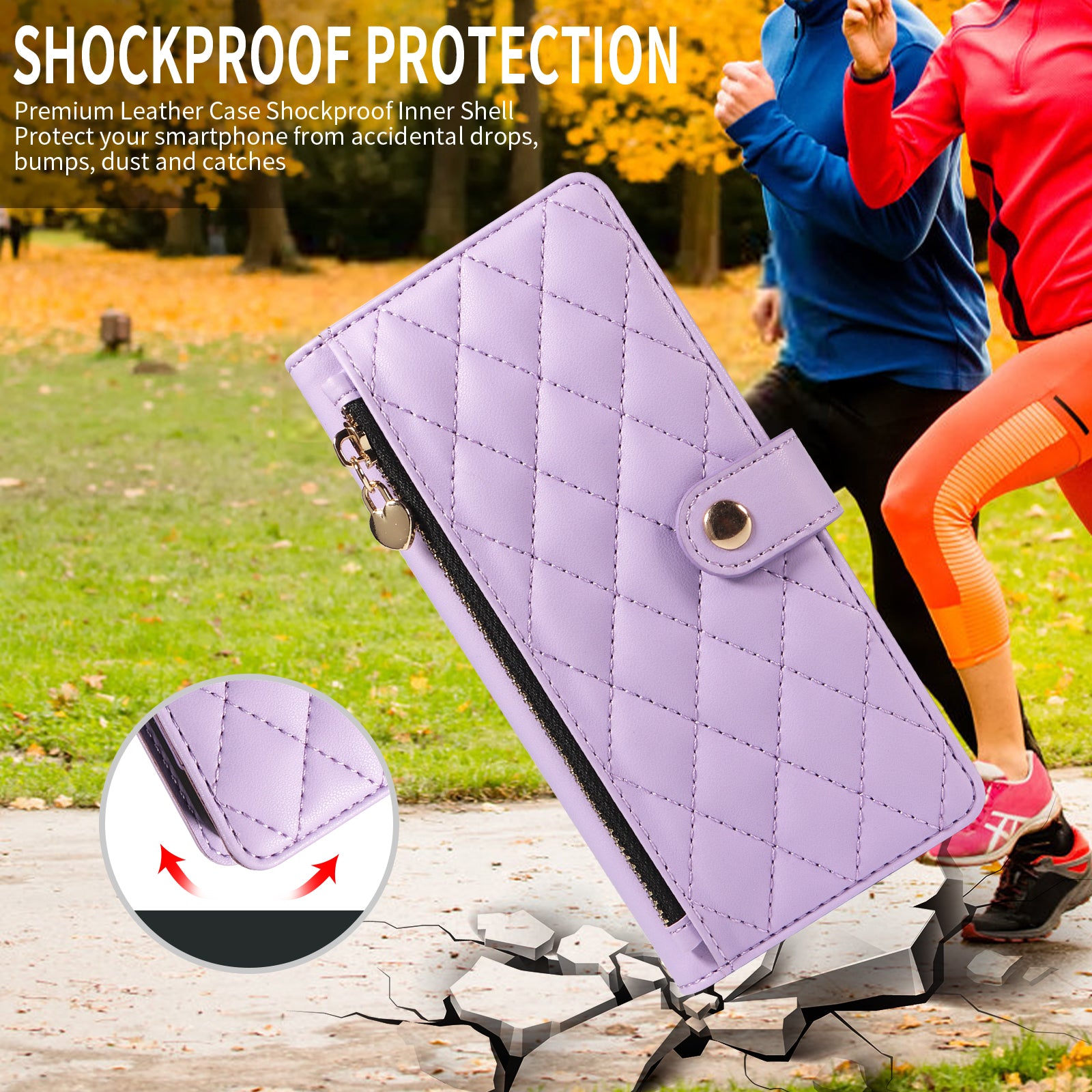 For-Samsung-Galaxy-S26-Ultra-Wallet-Case-with-Straps,-Rhombus-Leather-Stand-Phone-Cover-Purple