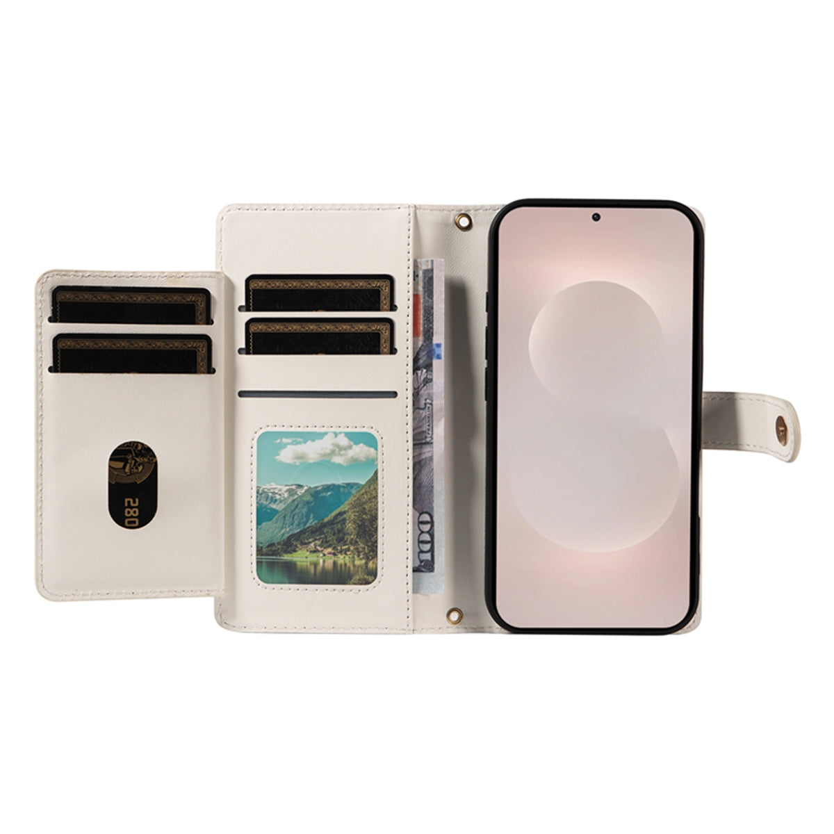 For-Samsung-Galaxy-S26-Edge-Wallet-Case-with-Straps,-Rhombus-Leather-Stand-Phone-Cover-White