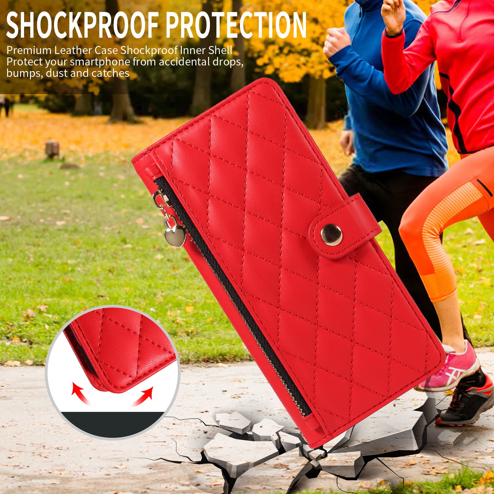 For-Samsung-Galaxy-S26-Edge-Wallet-Case-with-Straps,-Rhombus-Leather-Stand-Phone-Cover-Red