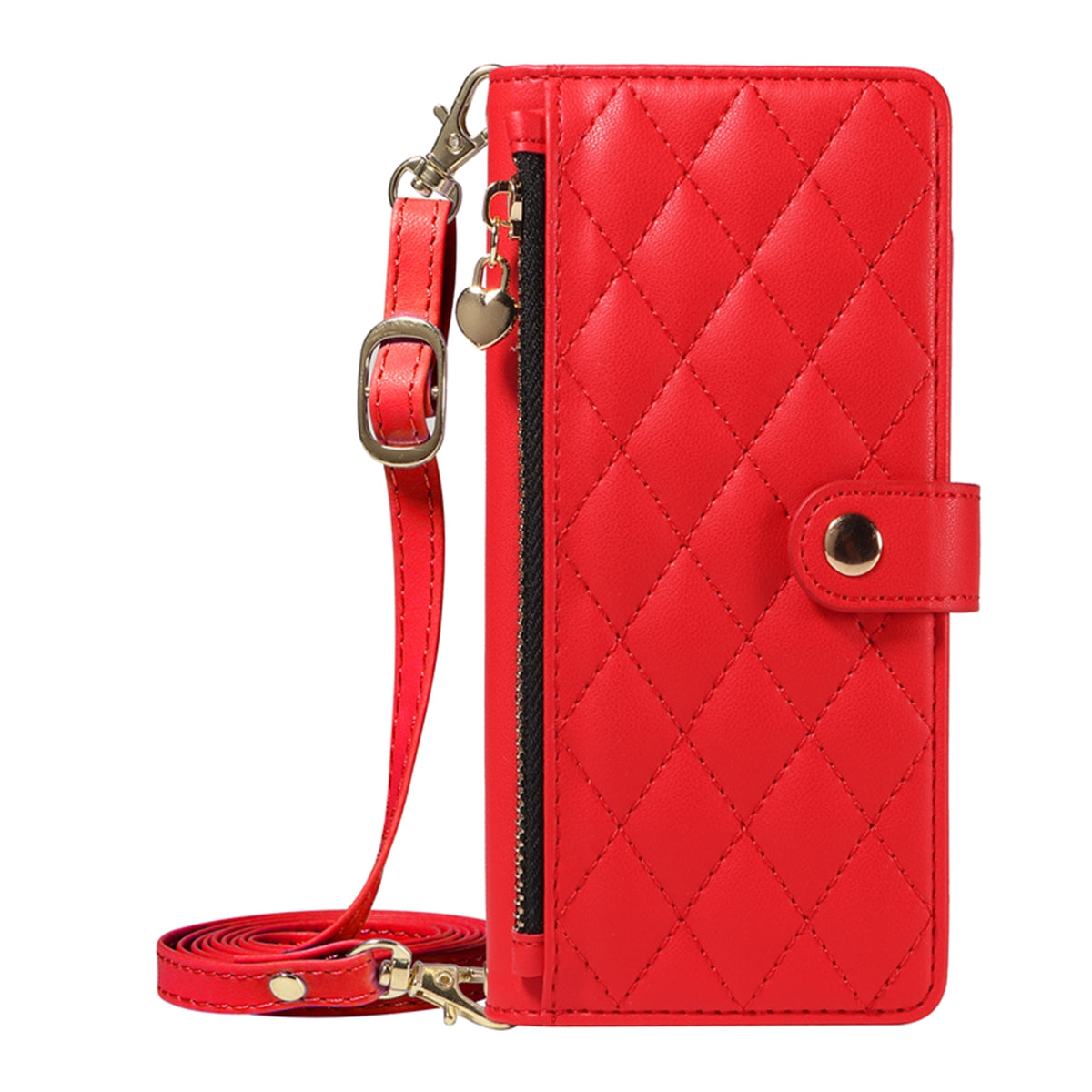For-Samsung-Galaxy-S26-Edge-Wallet-Case-with-Straps,-Rhombus-Leather-Stand-Phone-Cover-Red