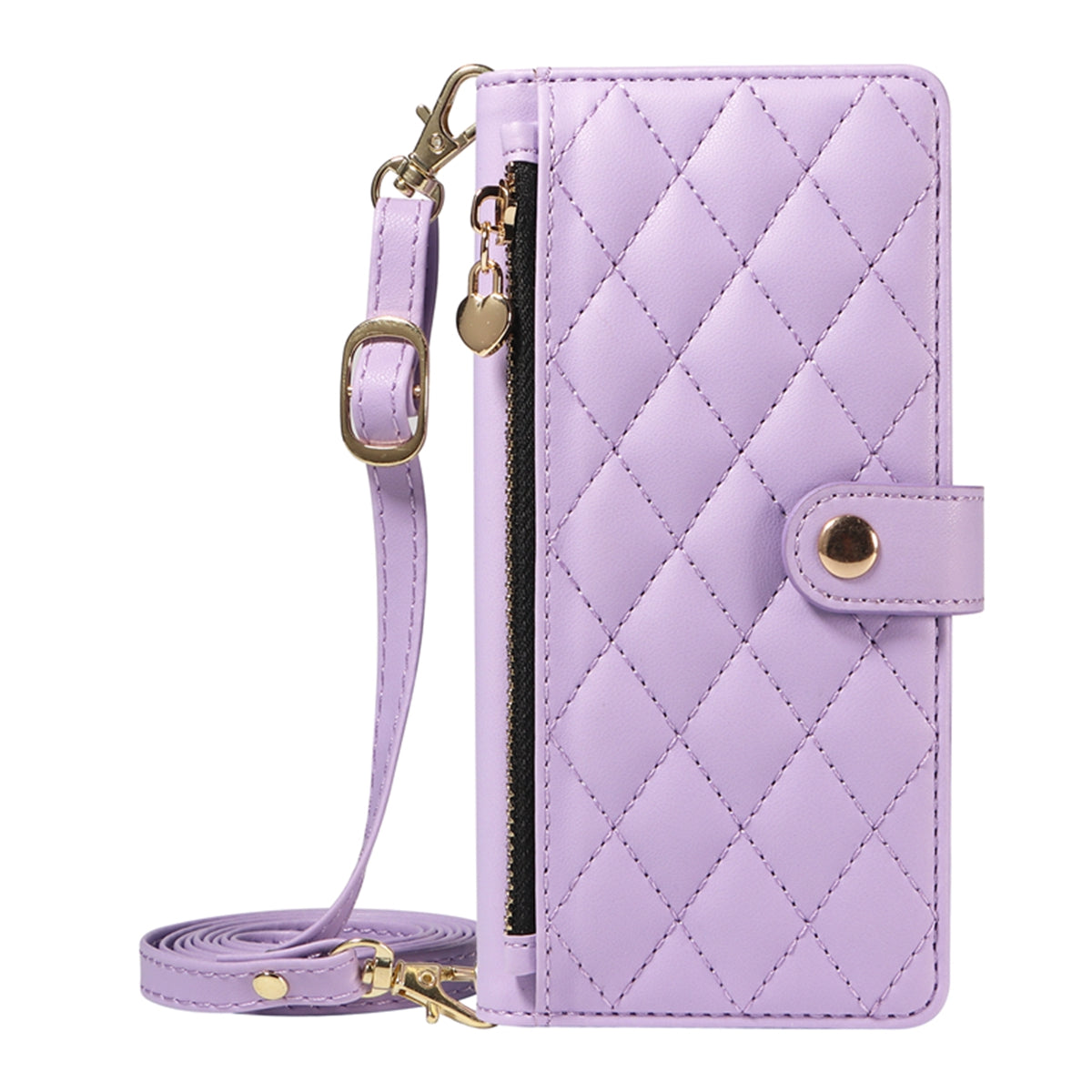 For-Samsung-Galaxy-S26-Edge-Wallet-Case-with-Straps,-Rhombus-Leather-Stand-Phone-Cover-Purple