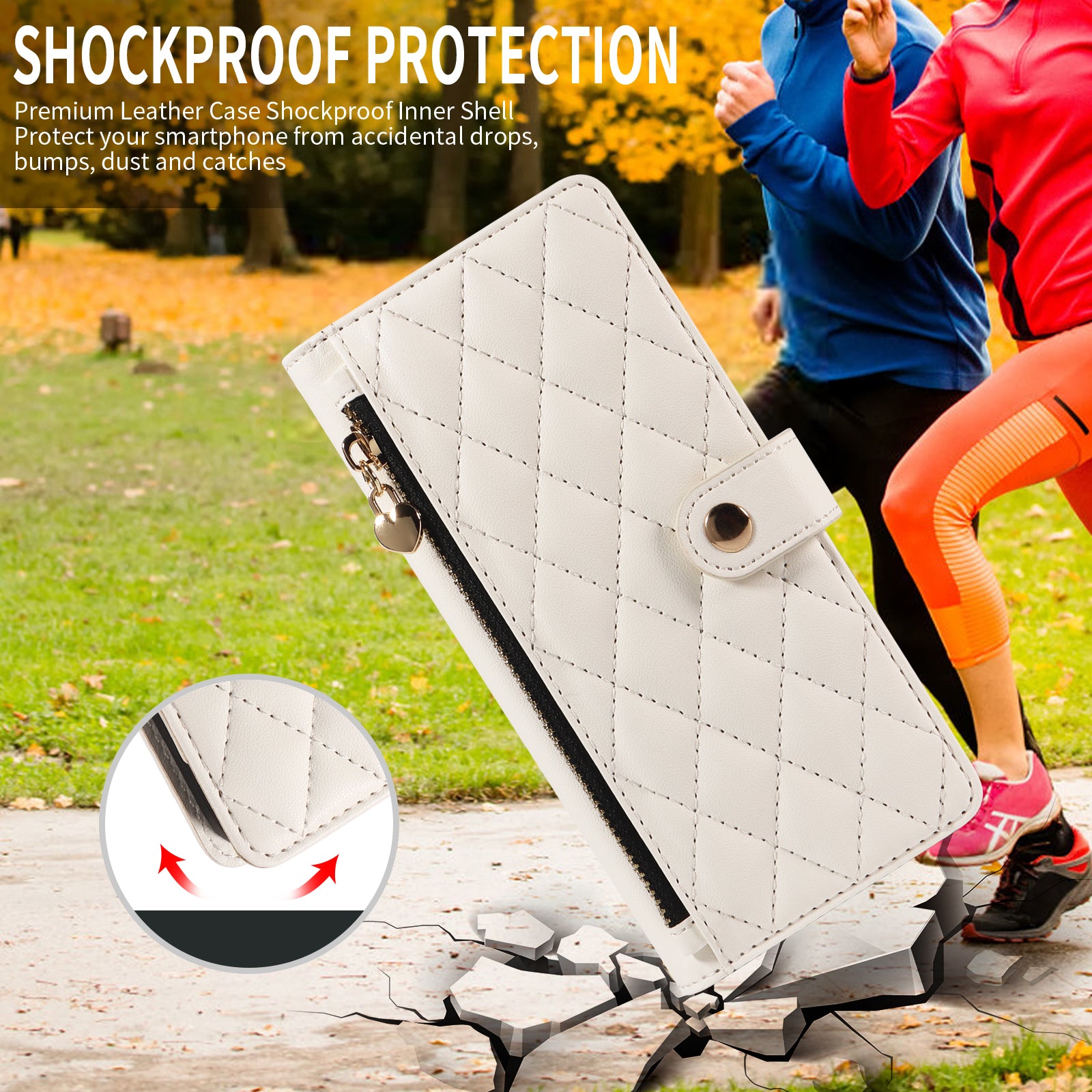 For-Samsung-Galaxy-S26-/-S26-Pro-Wallet-Case-with-Straps,-Rhombus-Leather-Stand-Phone-Cover-White