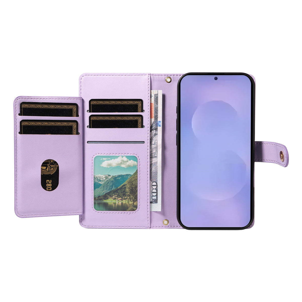 For-Samsung-Galaxy-S26-/-S26-Pro-Wallet-Case-with-Straps,-Rhombus-Leather-Stand-Phone-Cover-Purple