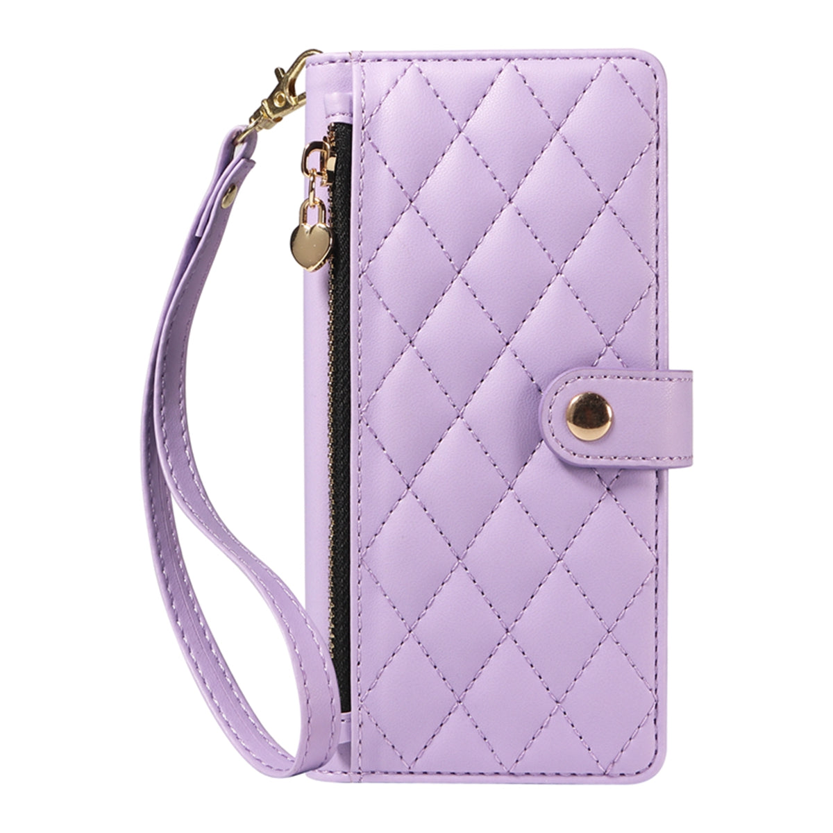 For-Samsung-Galaxy-S26-/-S26-Pro-Wallet-Case-with-Straps,-Rhombus-Leather-Stand-Phone-Cover-Purple