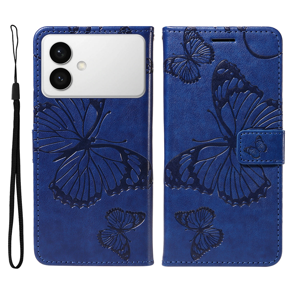 For-Samsung-Galaxy-S26-Edge-Wallet-Case-Floral-Butterfly-Imprinted-Leather-Phone-Cover-Stand-Blue