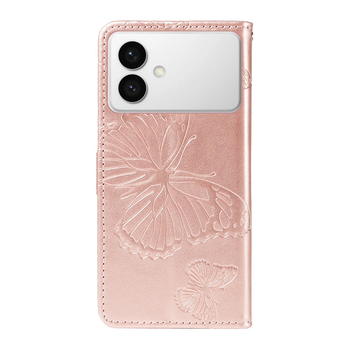 For-Samsung-Galaxy-S26-Edge-Wallet-Case-Floral-Butterfly-Imprinted-Leather-Phone-Cover-Stand-Rose-Gold