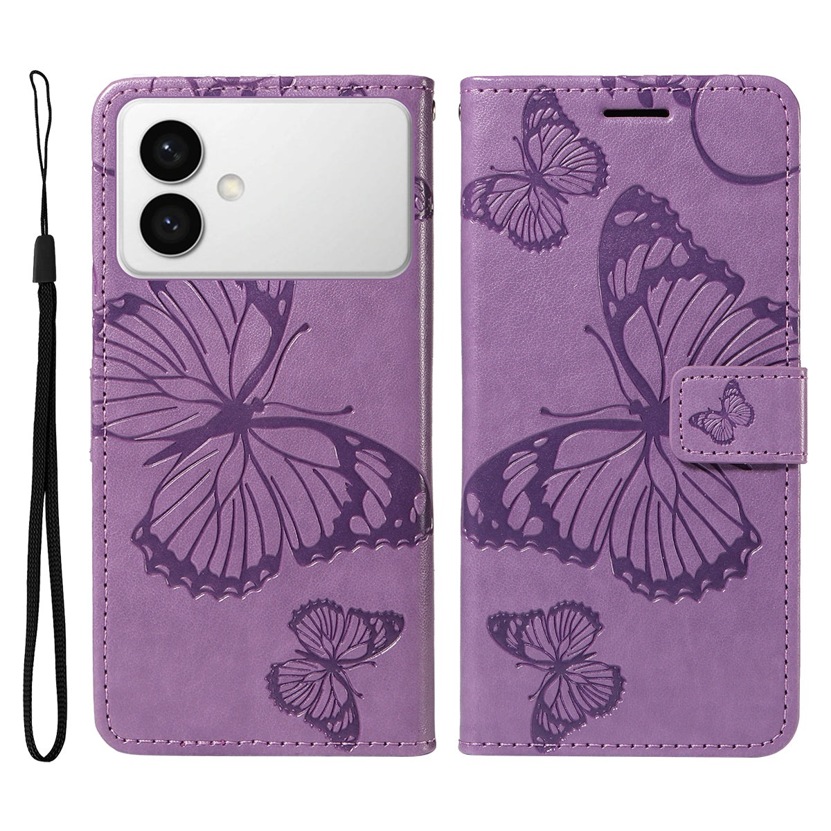 For-Samsung-Galaxy-S26-Edge-Wallet-Case-Floral-Butterfly-Imprinted-Leather-Phone-Cover-Stand-Light-Purple
