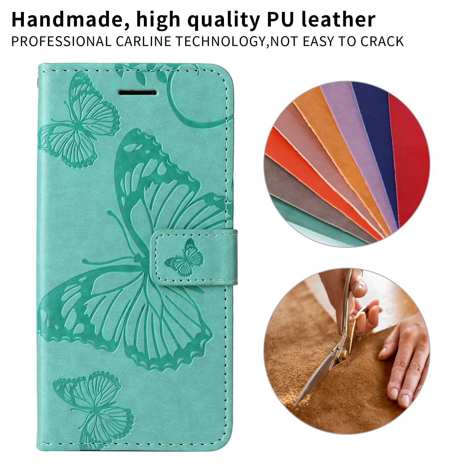 For-Samsung-Galaxy-S26-/-S26-Pro-Wallet-Case-Floral-Butterfly-Imprinted-Leather-Phone-Cover-Stand-Green