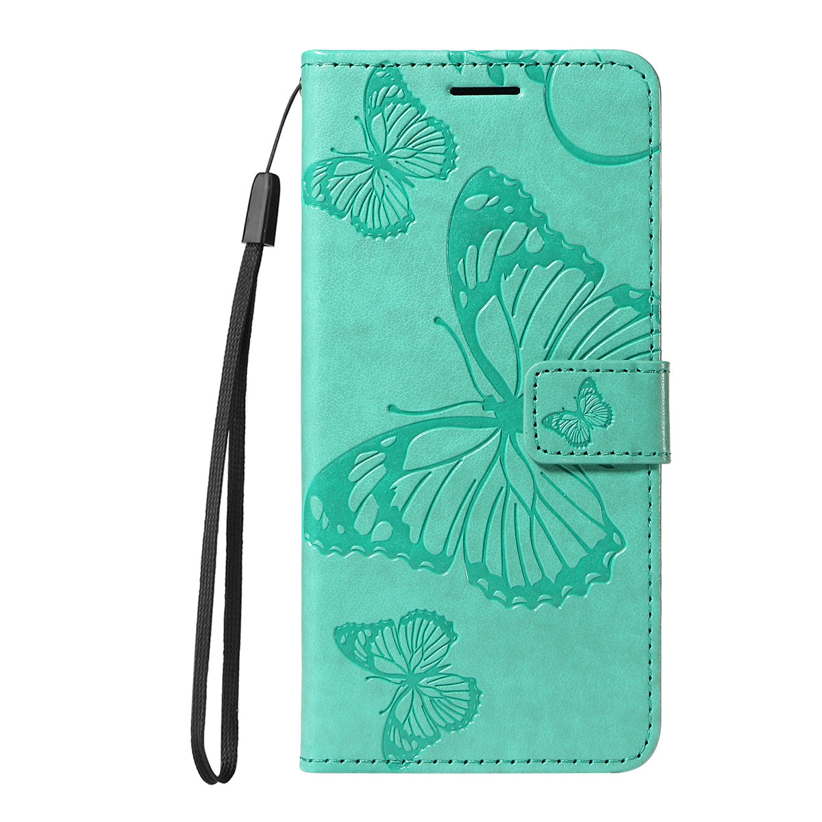 For-Samsung-Galaxy-S26-/-S26-Pro-Wallet-Case-Floral-Butterfly-Imprinted-Leather-Phone-Cover-Stand-Green
