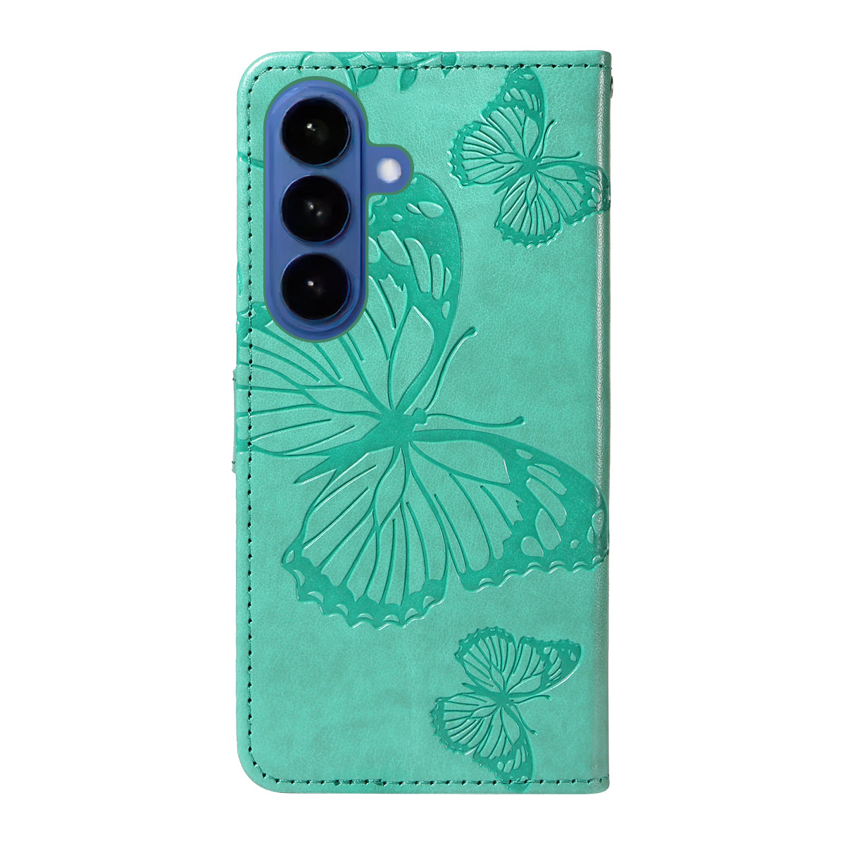 For-Samsung-Galaxy-S26-/-S26-Pro-Wallet-Case-Floral-Butterfly-Imprinted-Leather-Phone-Cover-Stand-Green