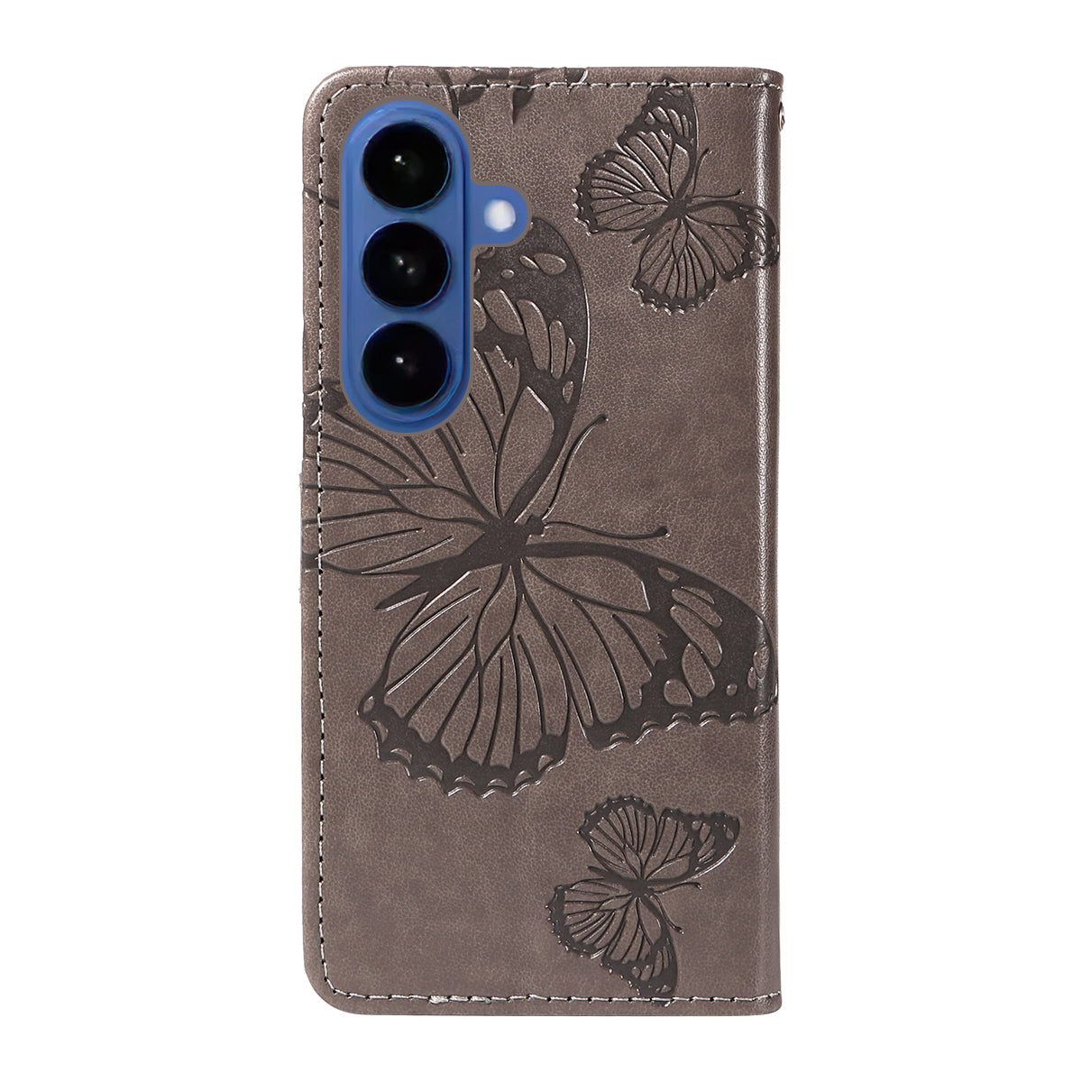 For-Samsung-Galaxy-S26-/-S26-Pro-Wallet-Case-Floral-Butterfly-Imprinted-Leather-Phone-Cover-Stand-Grey