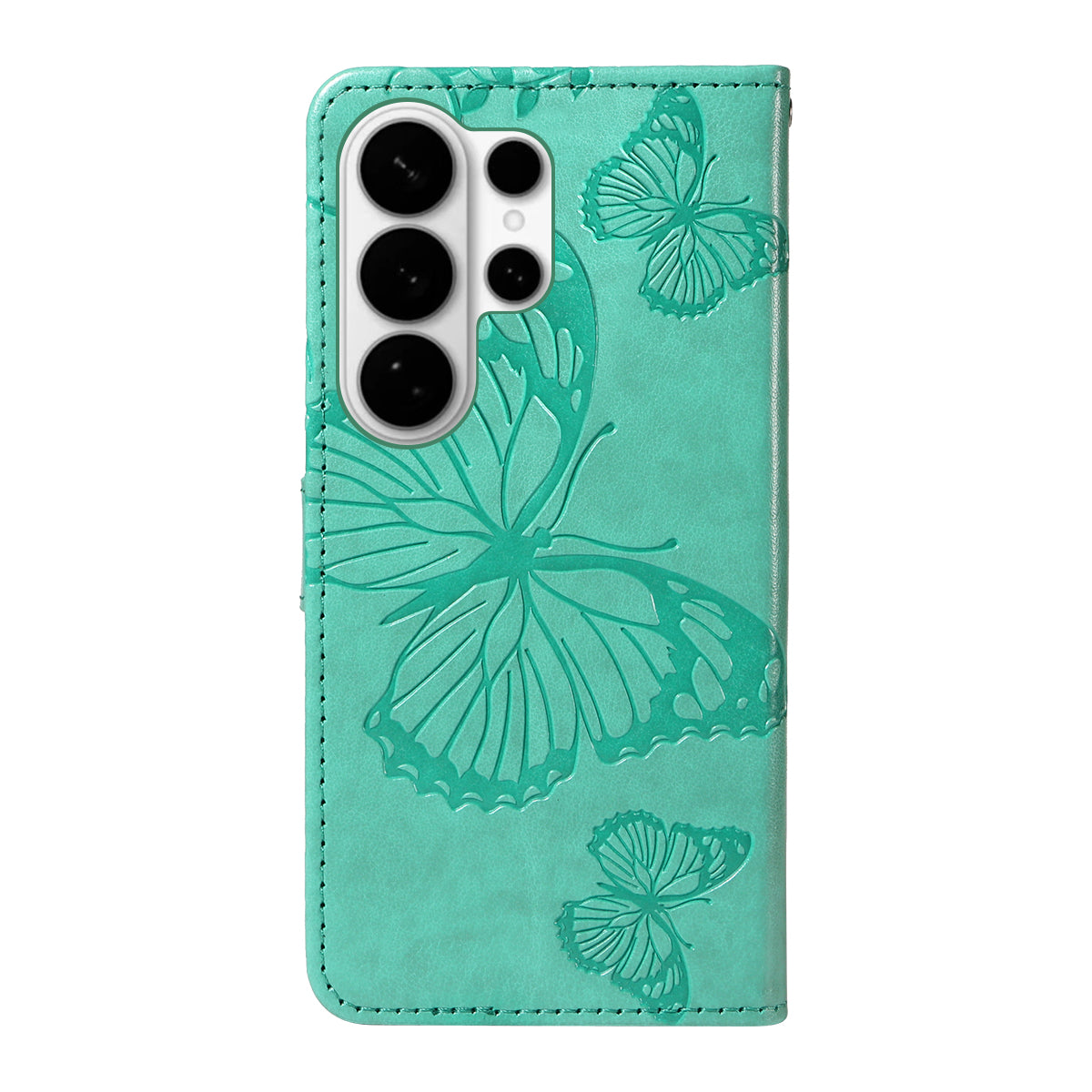 For-Samsung-Galaxy-S26-Ultra-Wallet-Case-Floral-Butterfly-Imprinted-Leather-Phone-Cover-Stand-Green