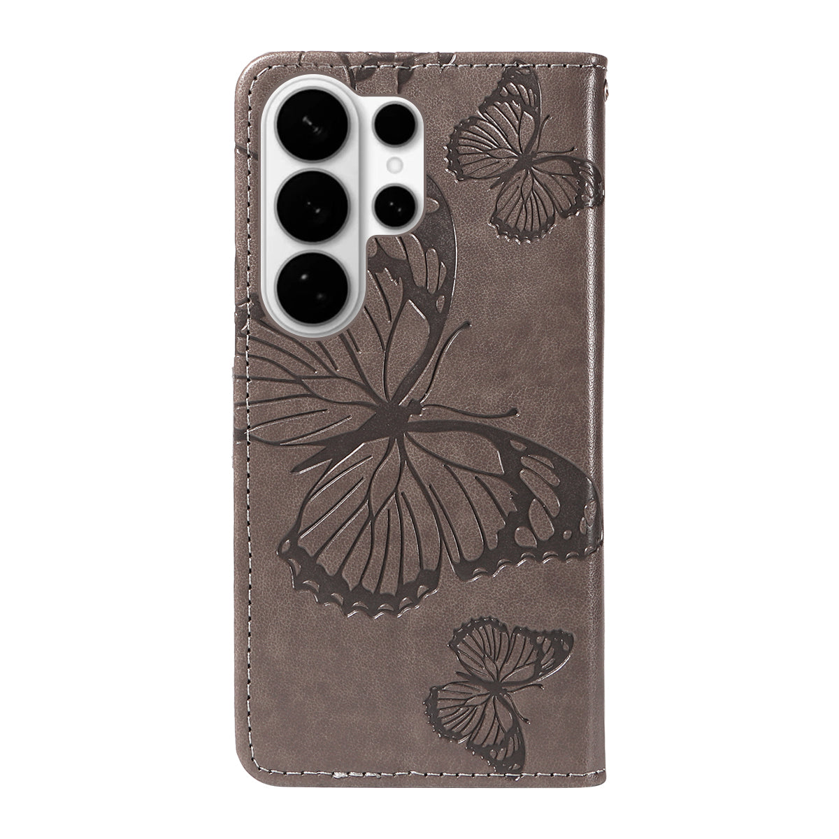 For-Samsung-Galaxy-S26-Ultra-Wallet-Case-Floral-Butterfly-Imprinted-Leather-Phone-Cover-Stand-Grey