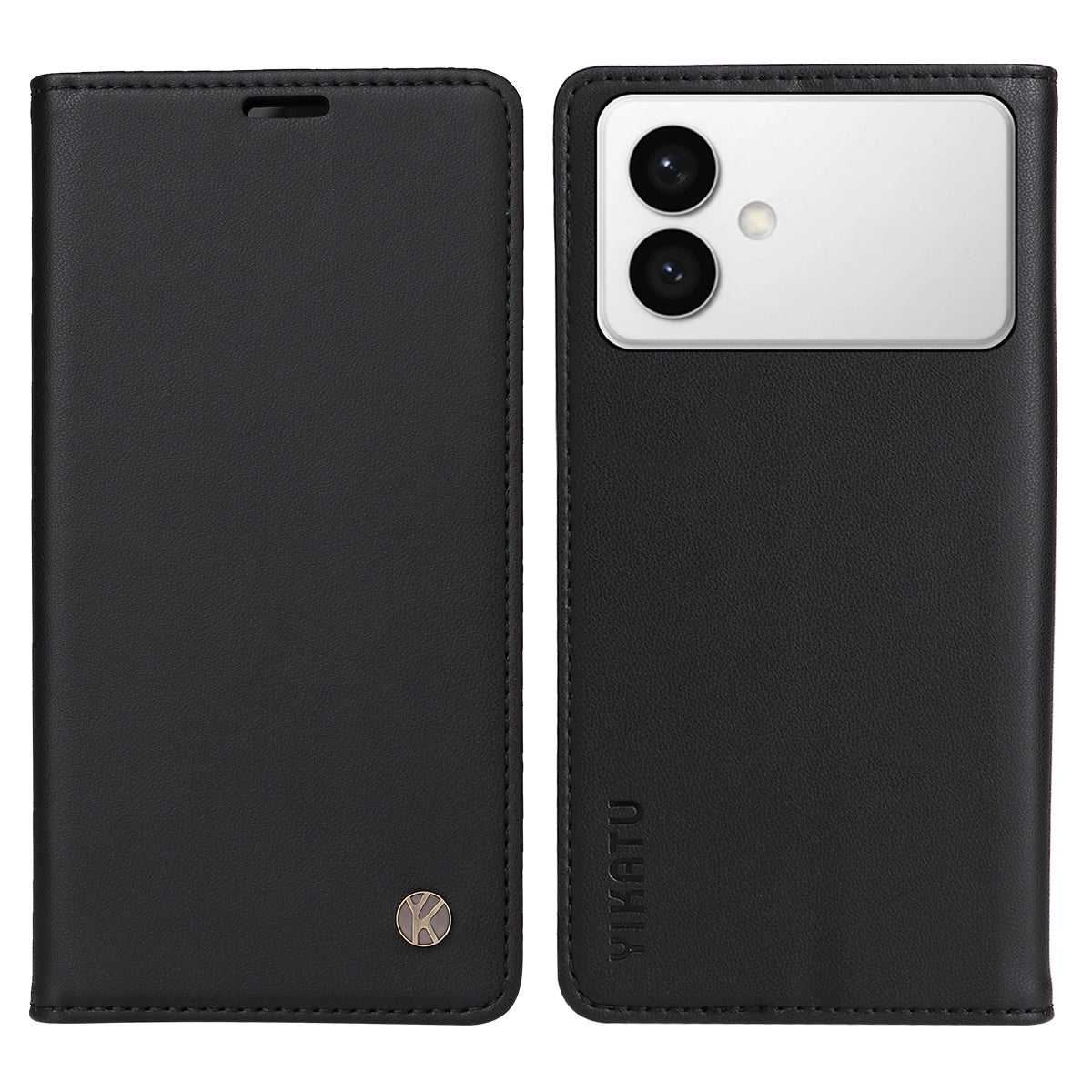 For-Samsung-Galaxy-S26-Edge-Phone-Cases-YIKATU-Magnetic-Closure-PU-Leather-Mobile-Cover-Black