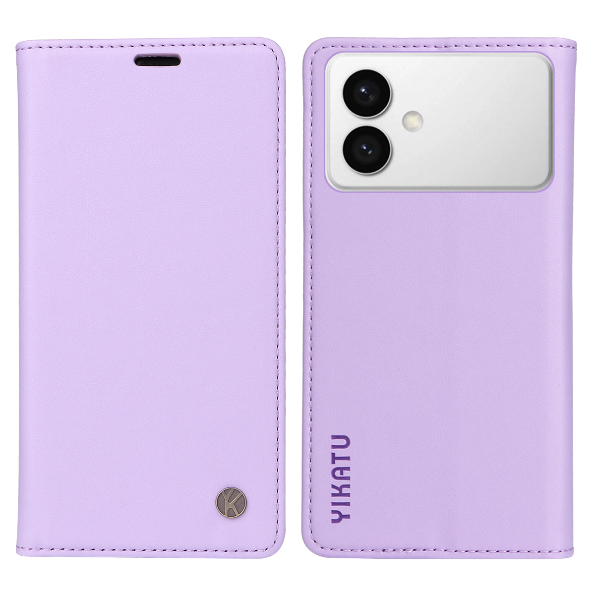 For-Samsung-Galaxy-S26-Edge-Phone-Cases-YIKATU-Magnetic-Closure-PU-Leather-Mobile-Cover-Light-Purple