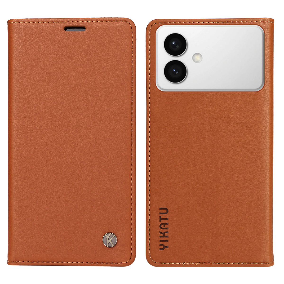 For-Samsung-Galaxy-S26-Edge-Phone-Cases-YIKATU-Magnetic-Closure-PU-Leather-Mobile-Cover-Brown