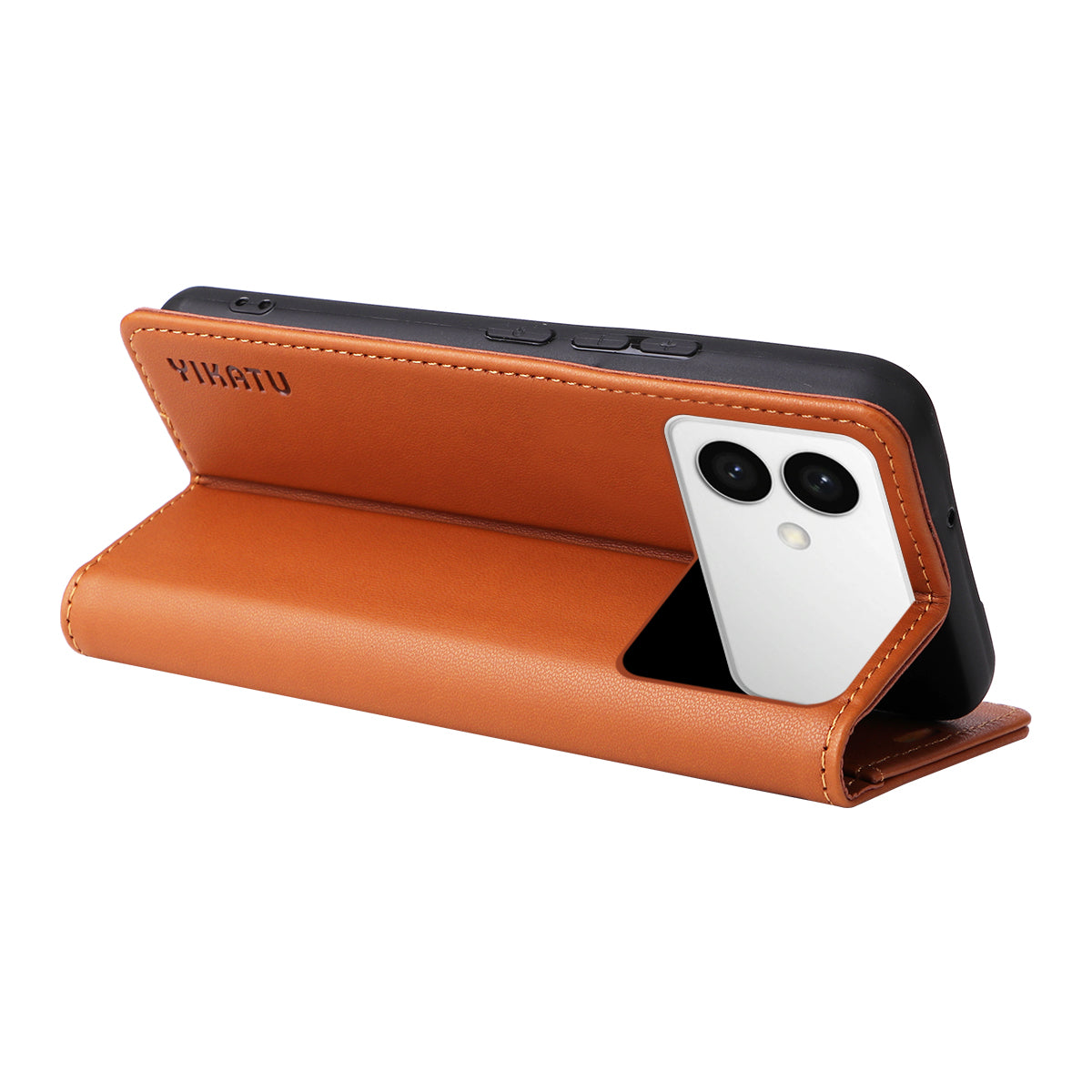 For-Samsung-Galaxy-S26-Edge-Phone-Cases-YIKATU-Magnetic-Closure-PU-Leather-Mobile-Cover-Brown