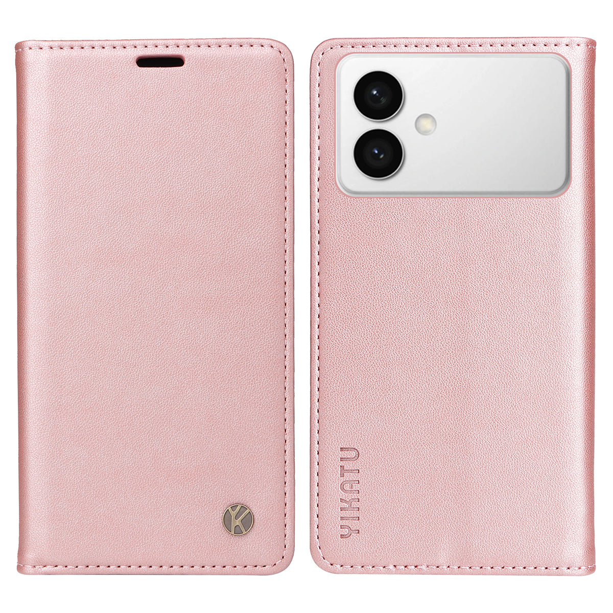 For-Samsung-Galaxy-S26-Edge-Phone-Cases-YIKATU-Magnetic-Closure-PU-Leather-Mobile-Cover-Rose-Gold