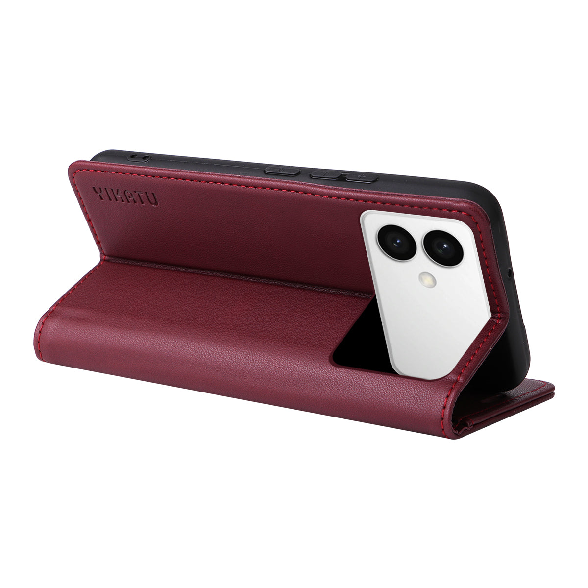 For-Samsung-Galaxy-S26-Edge-Phone-Cases-YIKATU-Magnetic-Closure-PU-Leather-Mobile-Cover-Wine-Red