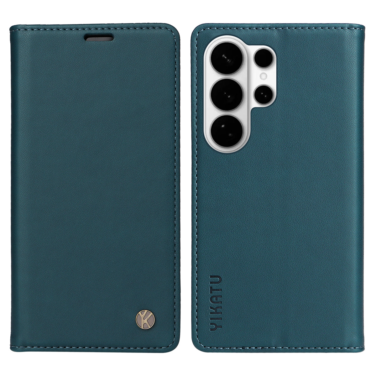For-Samsung-Galaxy-S26-Ultra-Phone-Cases-YIKATU-Magnetic-Closure-PU-Leather-Mobile-Cover-Green